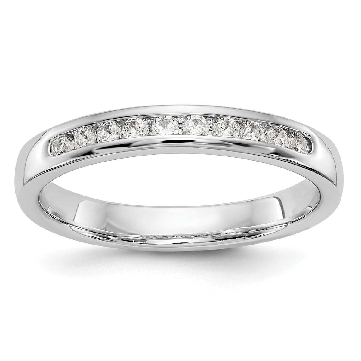 14K White Gold 10-Stone 1/5 carat Round Diamond Complete Channel Band