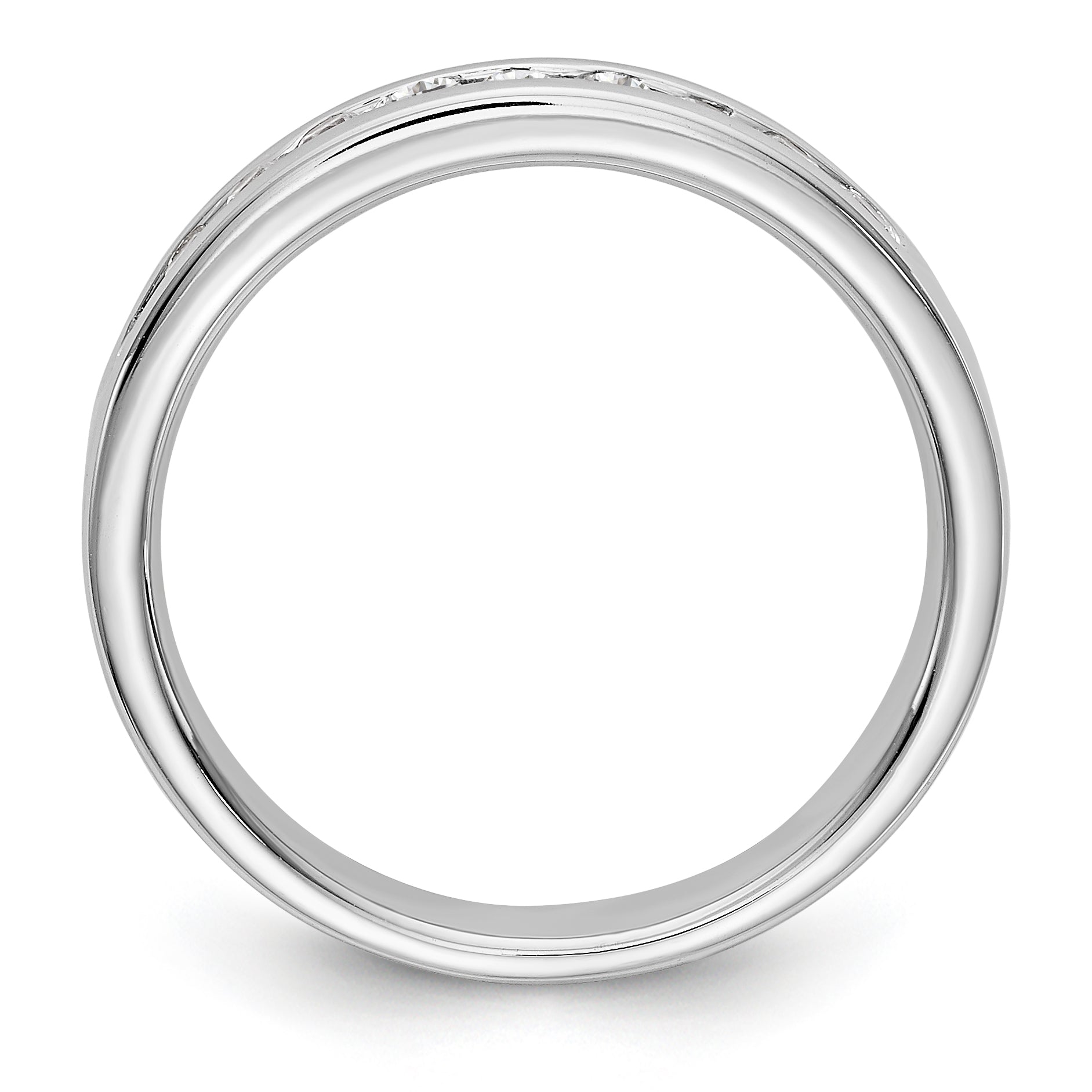 14K White Gold 10-Stone 1/3 carat Round Diamond Complete Channel Band - 6