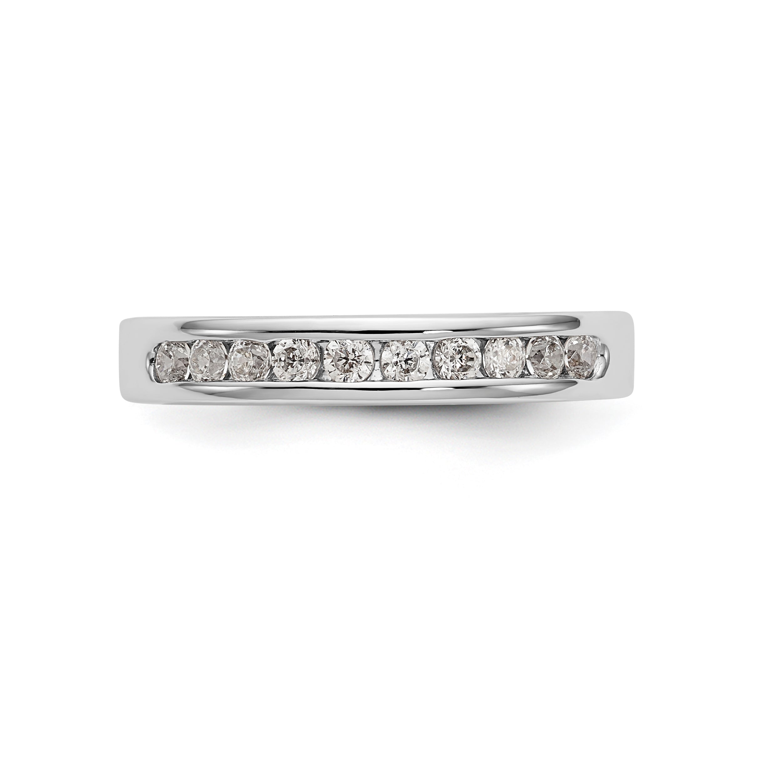 14K White Gold 10-Stone 1/3 carat Round Diamond Complete Channel Band