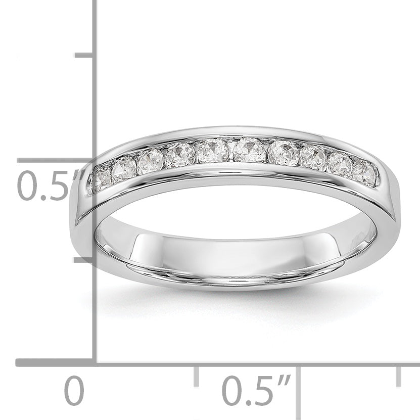 14K White Gold 10-Stone 1/3 carat Round Diamond Complete Channel Band