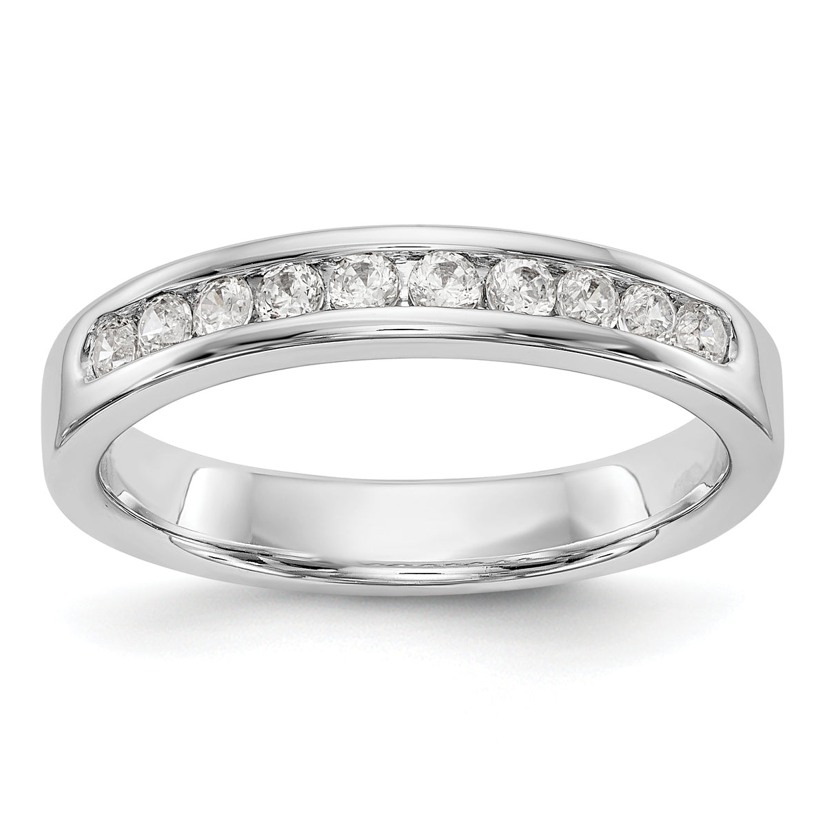 14K White Gold 10-Stone 1/3 carat Round Diamond Complete Channel Band - 6