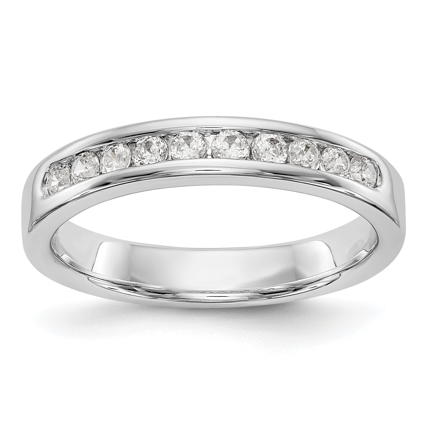 14K White Gold 10-Stone 1/3 carat Round Diamond Complete Channel Band