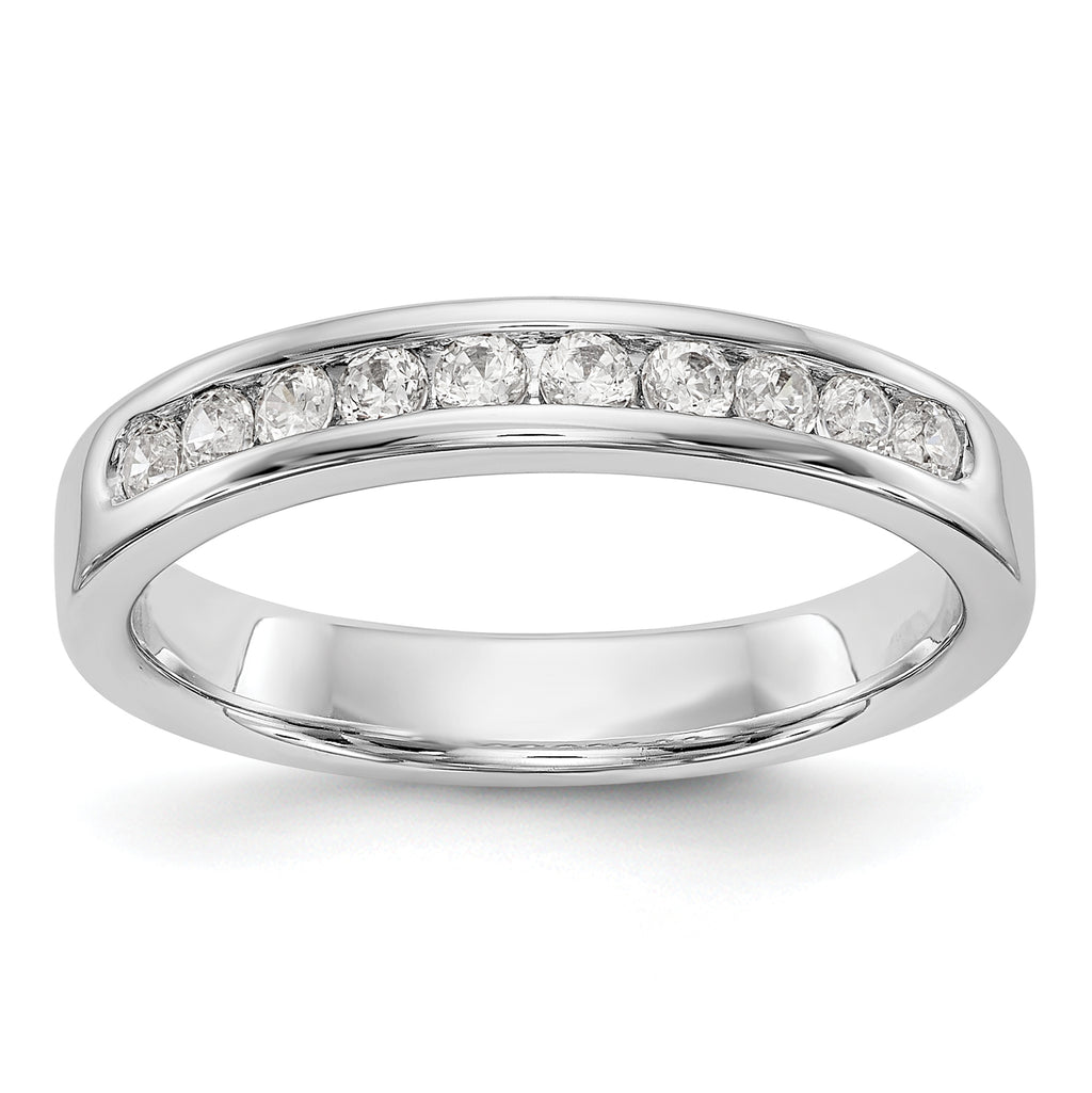 14K White Gold 10-Stone 1/3 carat Round Diamond Complete Channel Band
