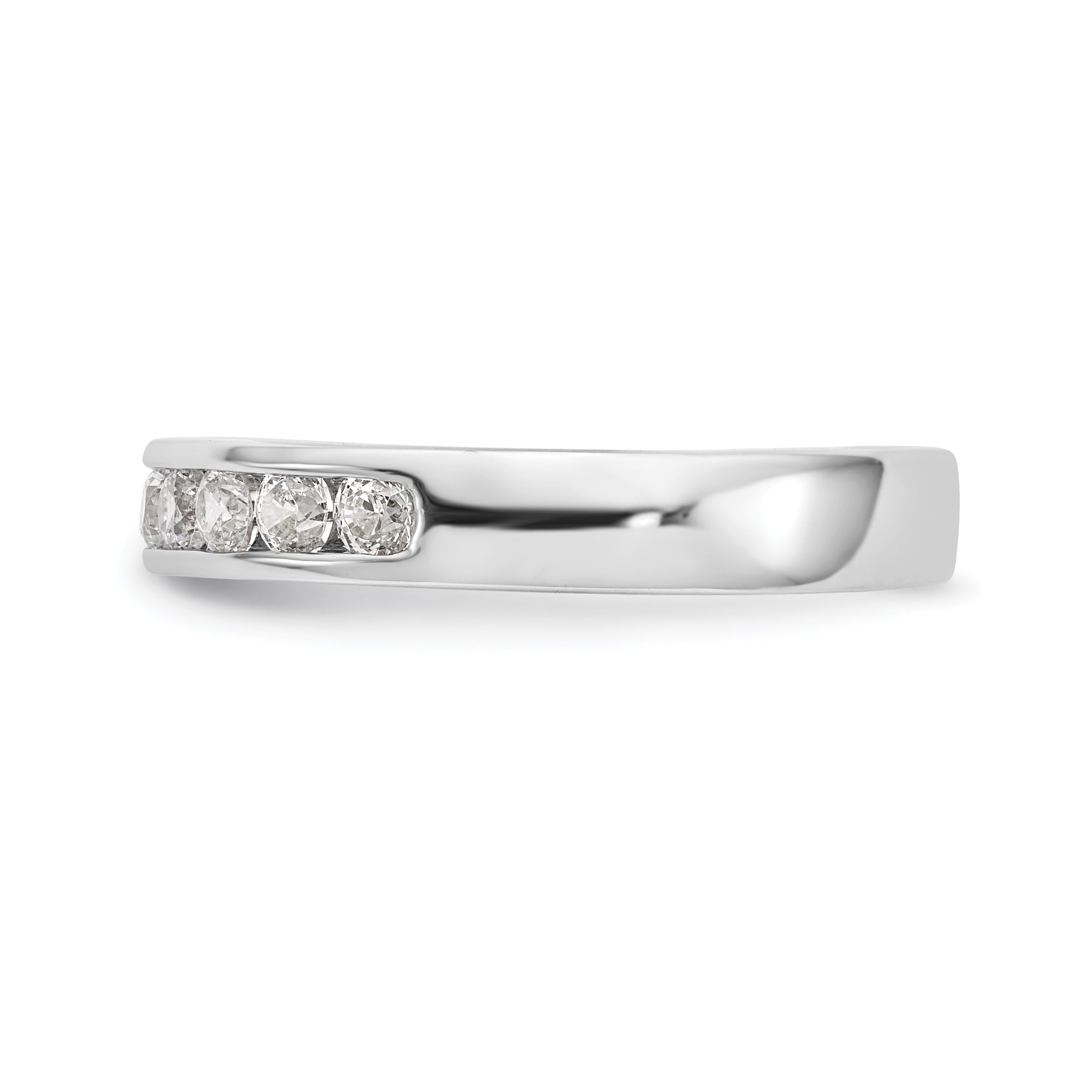 14K White Gold 10-Stone 1/2 carat Round Diamond Complete Channel Band