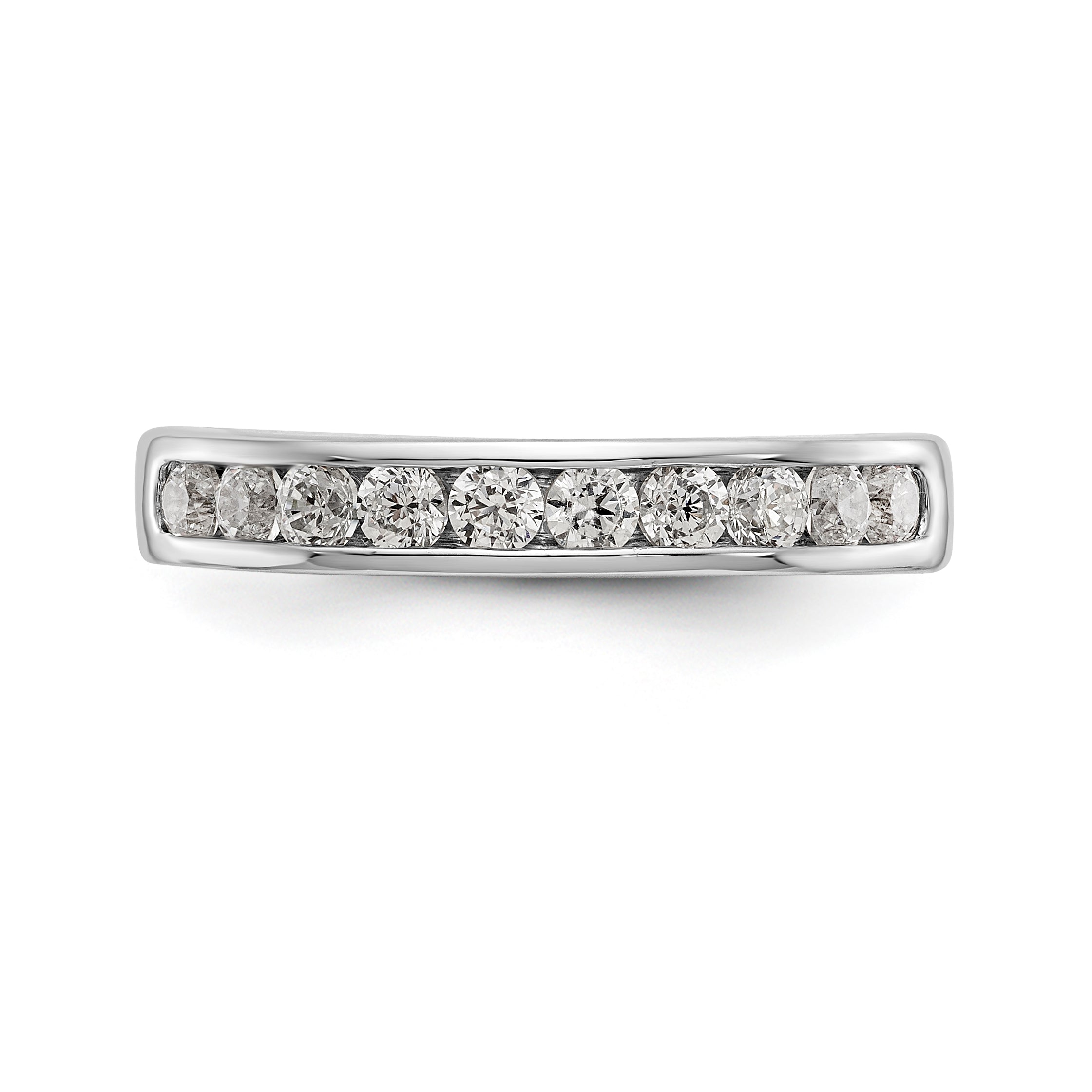 14K White Gold 10-Stone 1/2 carat Round Diamond Complete Channel Band