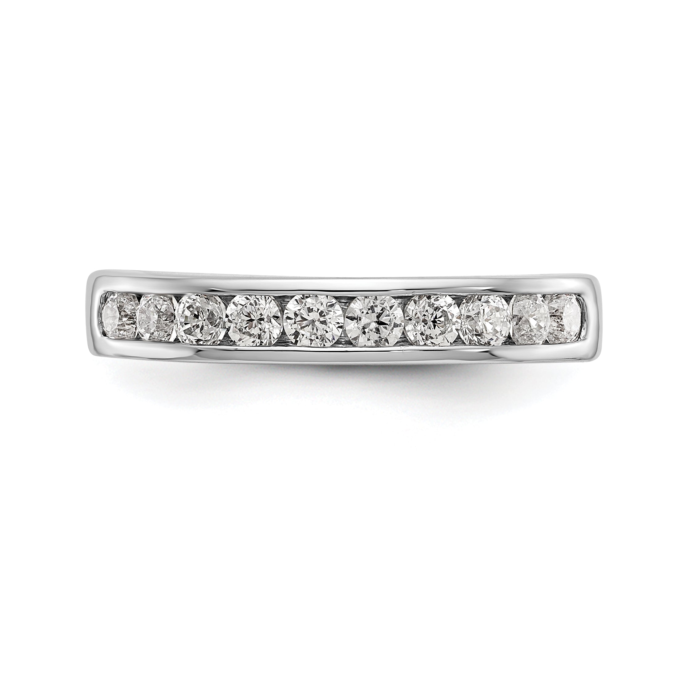 14K White Gold 10-Stone 1/2 carat Round Diamond Complete Channel Band