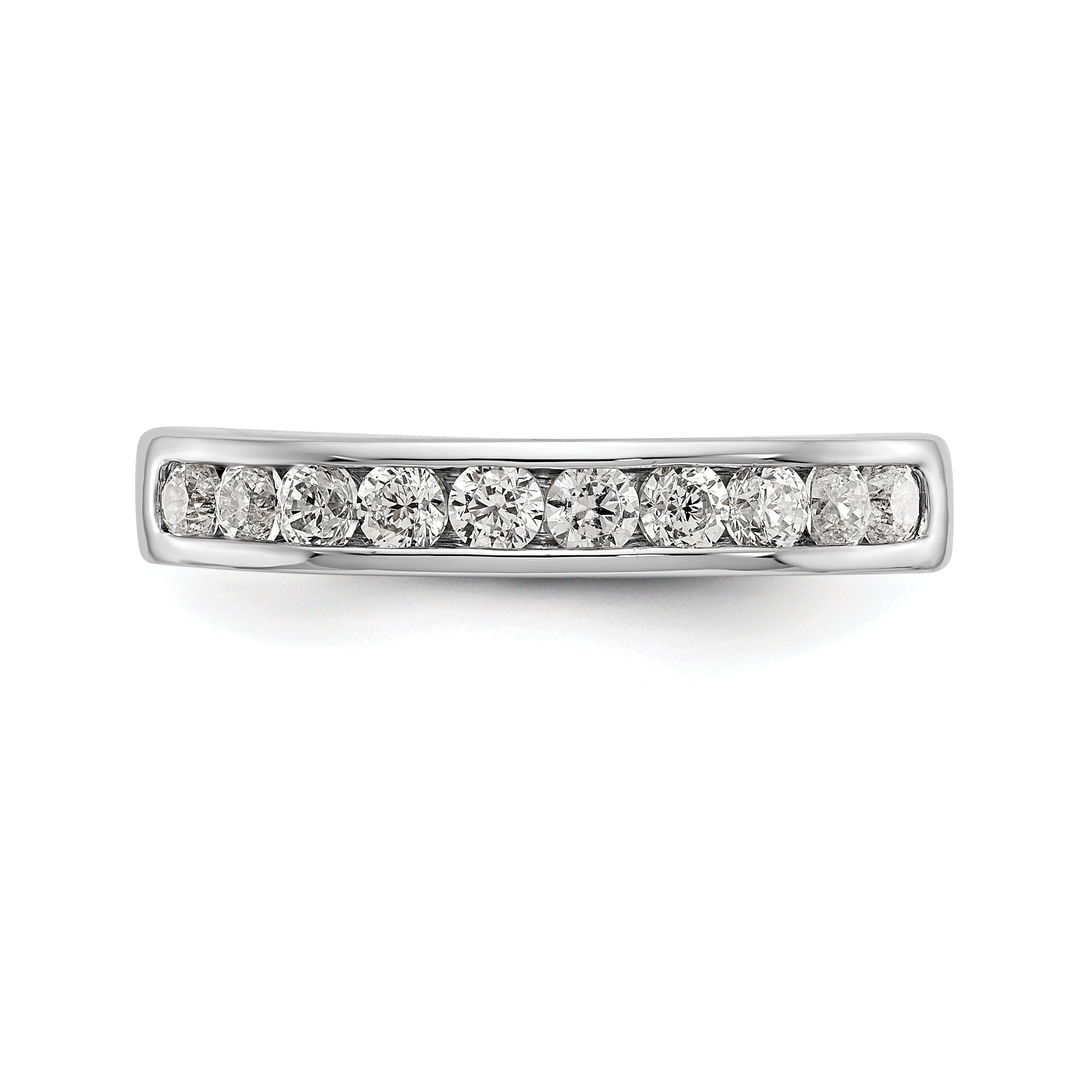 14K White Gold 10-Stone 1/2 carat Round Diamond Complete Channel Band