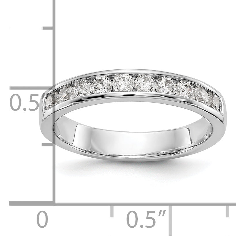 14K White Gold 10-Stone 1/2 carat Round Diamond Complete Channel Band