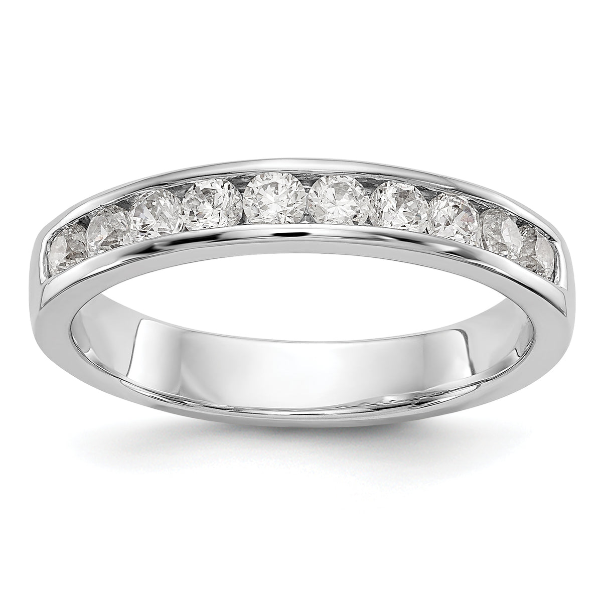 14K White Gold 10-Stone 1/2 carat Round Diamond Complete Channel Band - 6