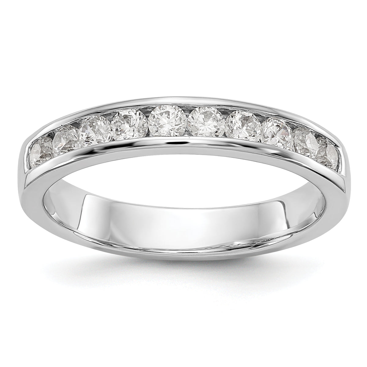 14K White Gold 10-Stone 1/2 carat Round Diamond Complete Channel Band