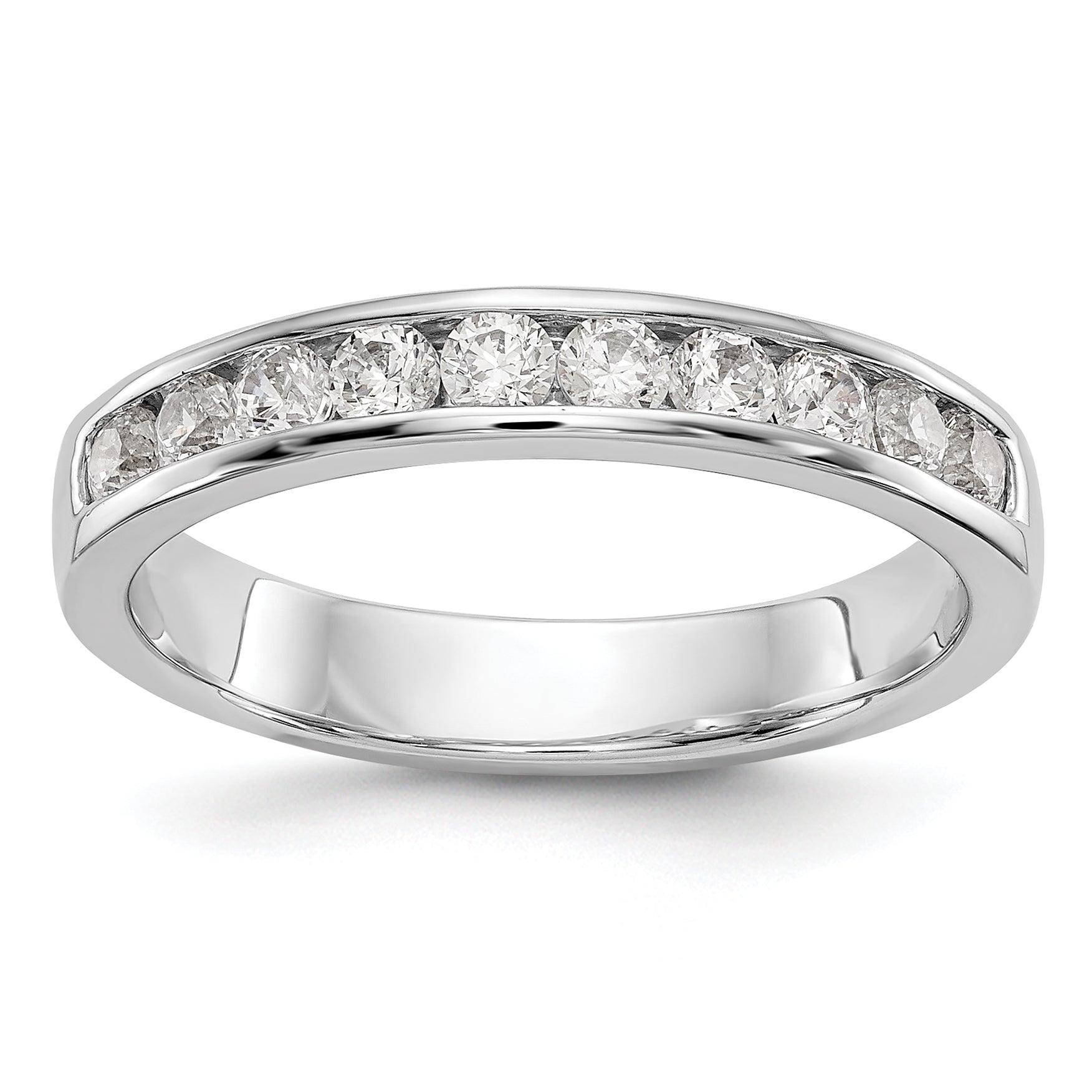14K White Gold 10-Stone 1/2 carat Round Diamond Complete Channel Band Main image