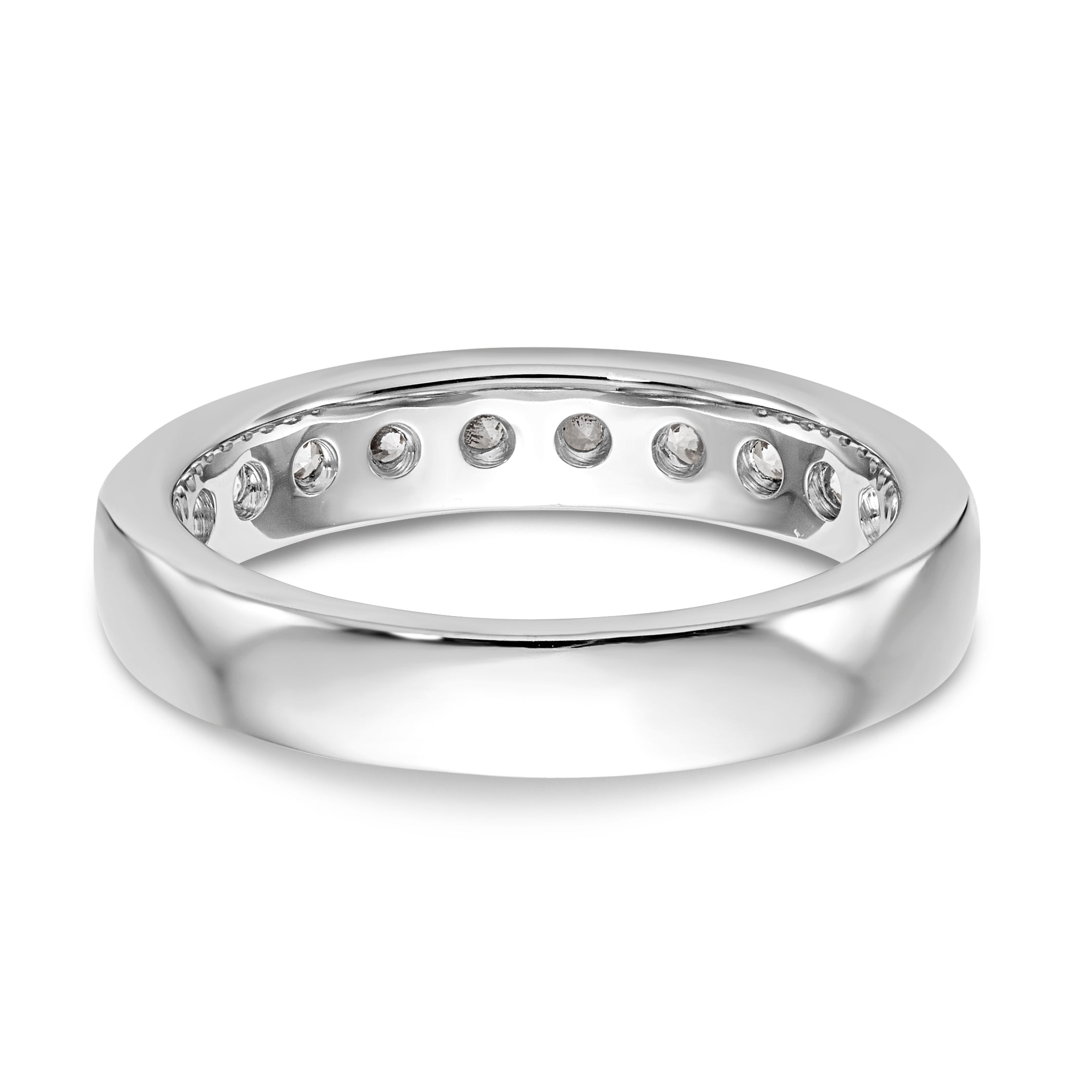 14K White Gold 10-Stone 3/4 carat Round Diamond Complete Channel Band