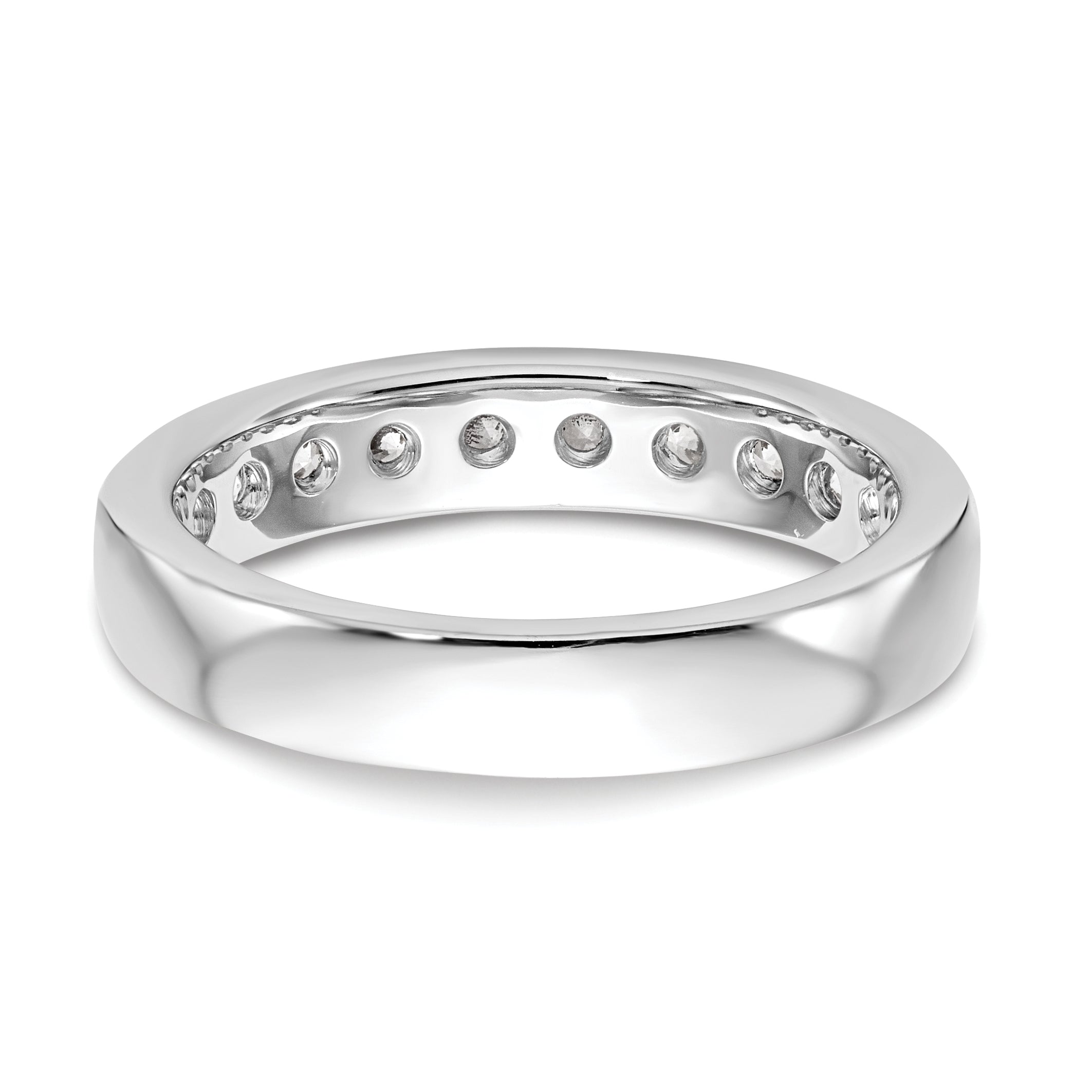 14K White Gold 10-Stone 3/4 carat Round Diamond Complete Channel Band