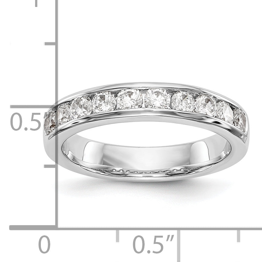 14K White Gold 10-Stone 3/4 carat Round Diamond Complete Channel Band
