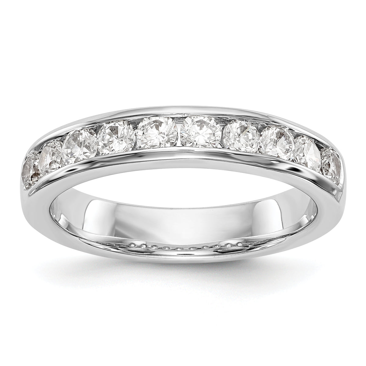 14K White Gold 10-Stone 3/4 carat Round Diamond Complete Channel Band - 6