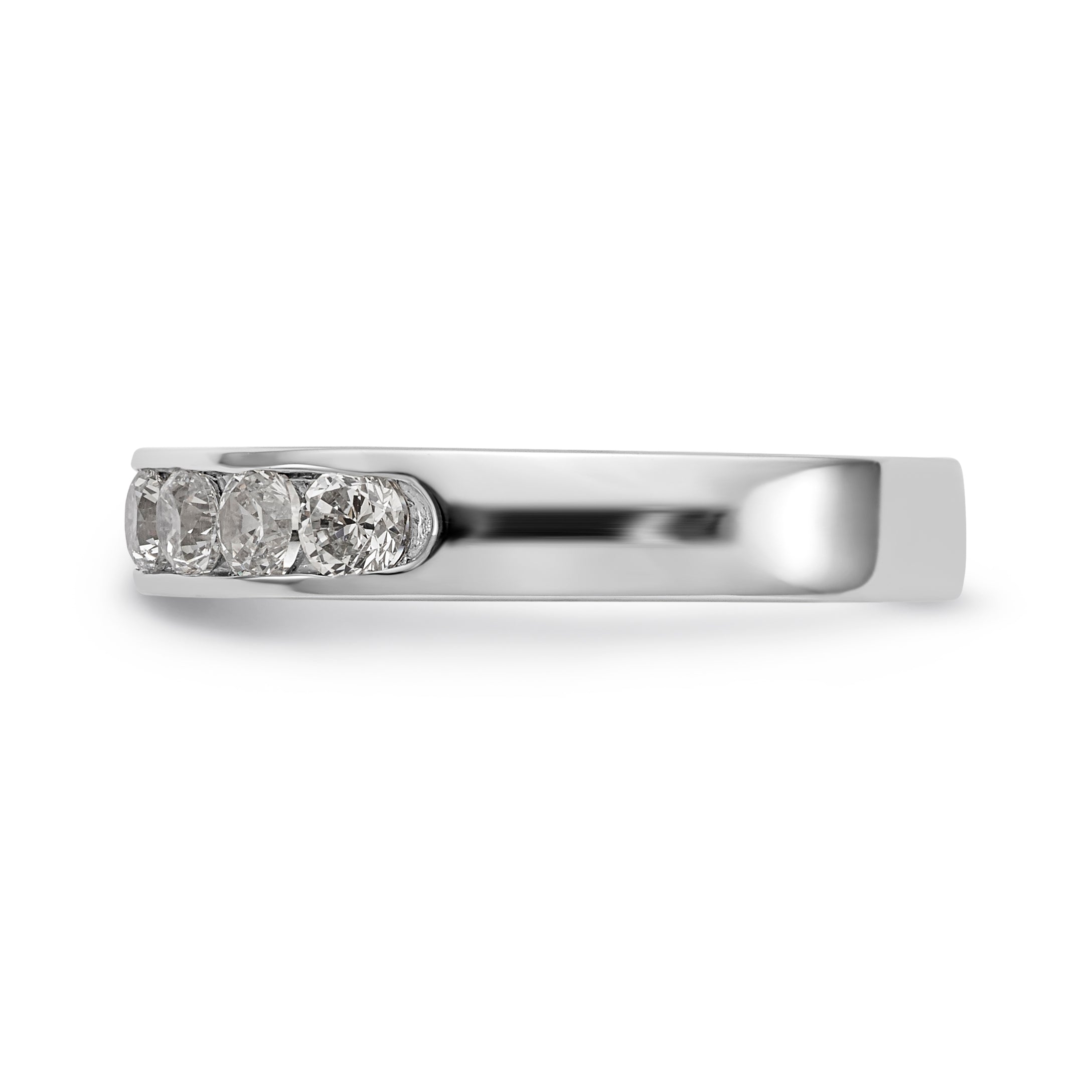 14K White Gold 10-Stone 7/8 carat Round Diamond Complete Channel Band