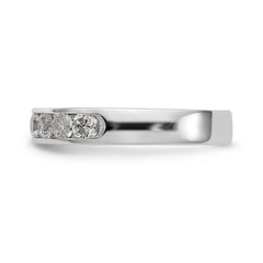 14K White Gold 10-Stone 7/8 carat Round Diamond Complete Channel Band