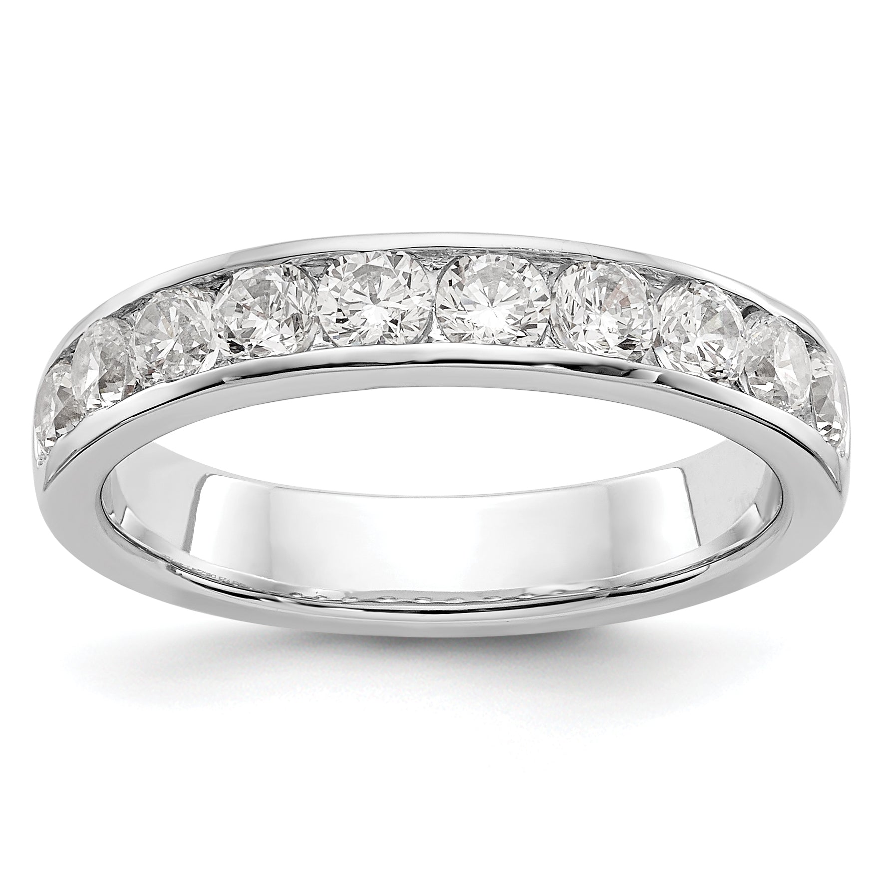 14K White Gold 10-Stone 7/8 carat Round Diamond Complete Channel Band