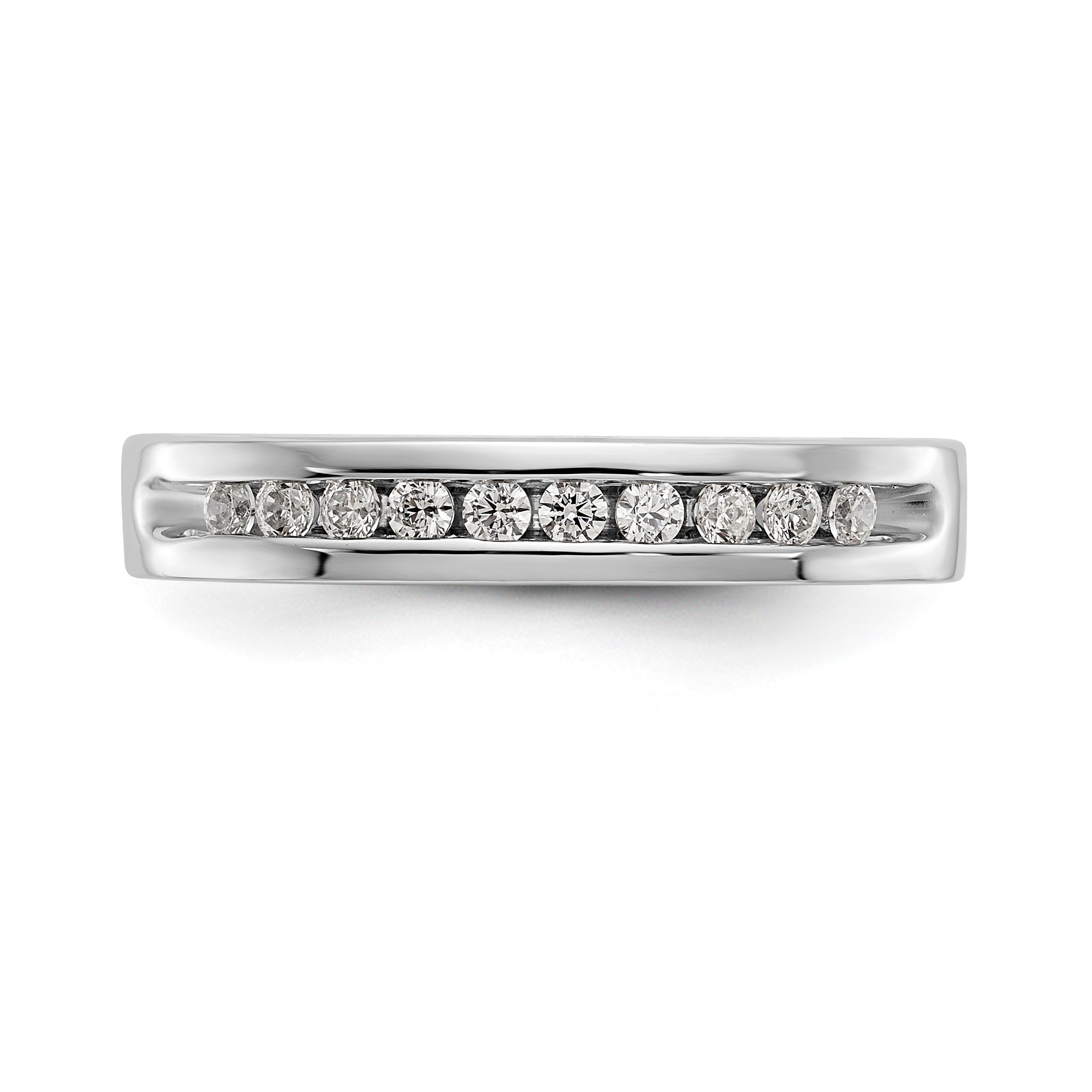 14K White Gold 10-Stone 1/5 carat Round Diamond Complete Channel Band - 6