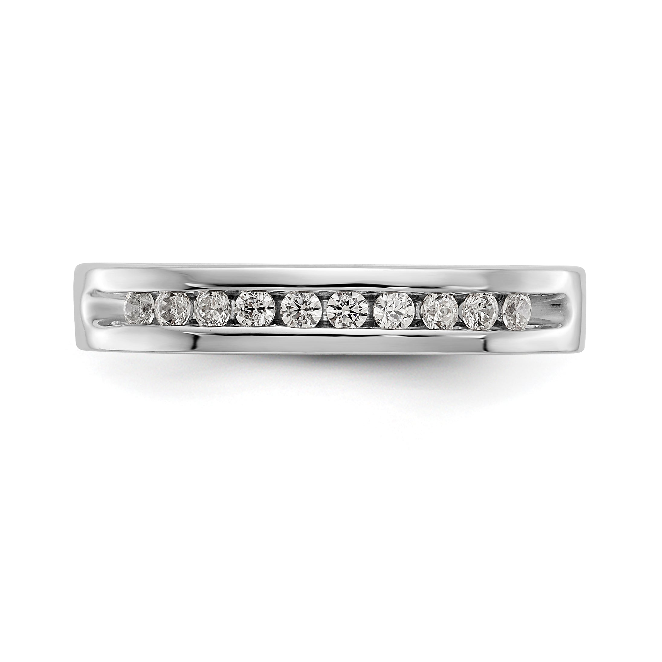 14K White Gold 10-Stone 1/5 carat Round Diamond Complete Channel Band