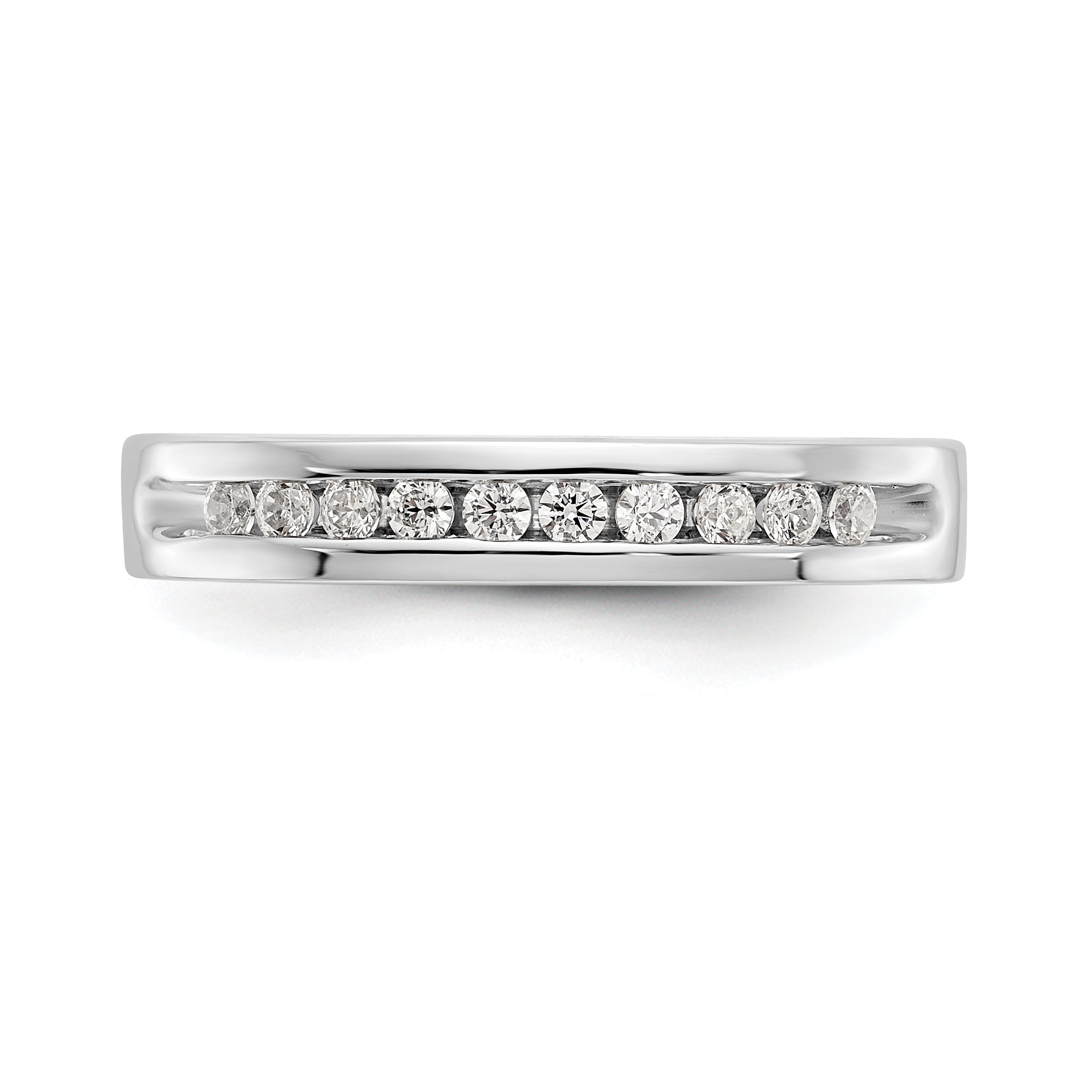 14K White Gold 10-Stone 1/5 carat Round Diamond Complete Channel Band