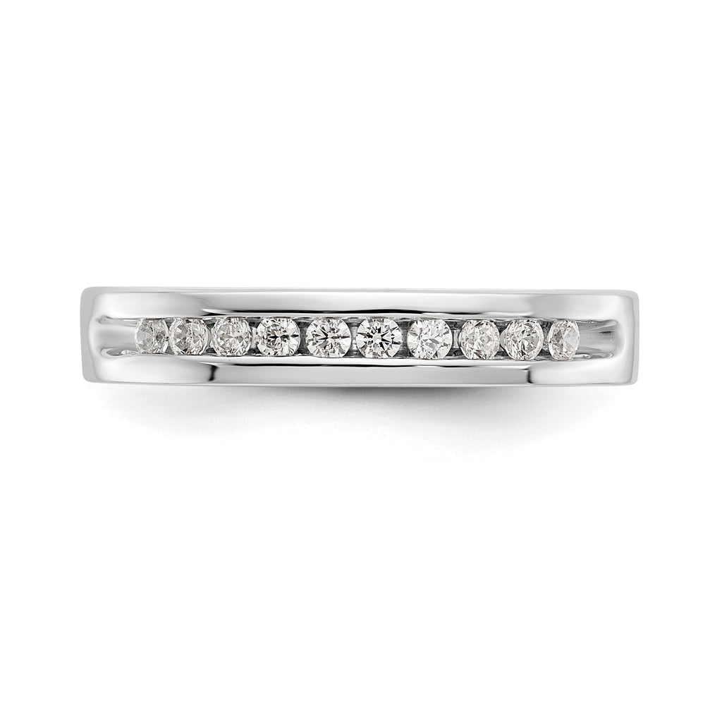 14K White Gold 10-Stone 1/5 carat Round Diamond Complete Channel Band