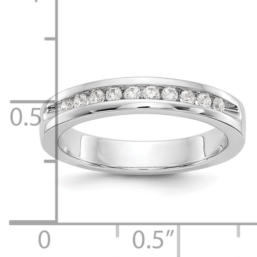 14K White Gold 10-Stone 1/5 carat Round Diamond Complete Channel Band