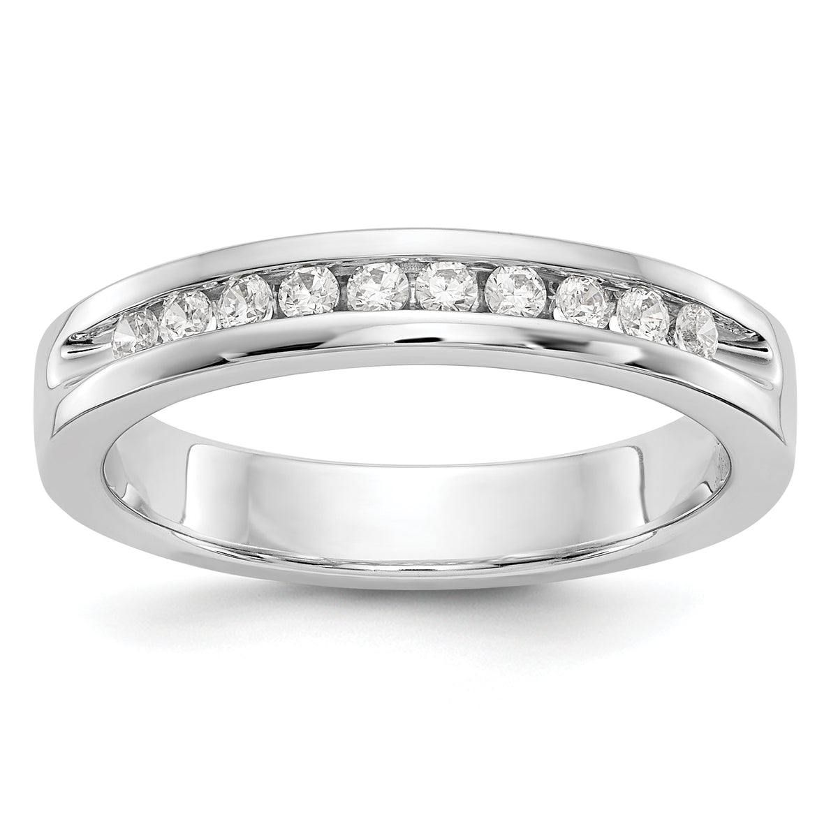 14K White Gold 10-Stone 1/5 carat Round Diamond Complete Channel Band - 6