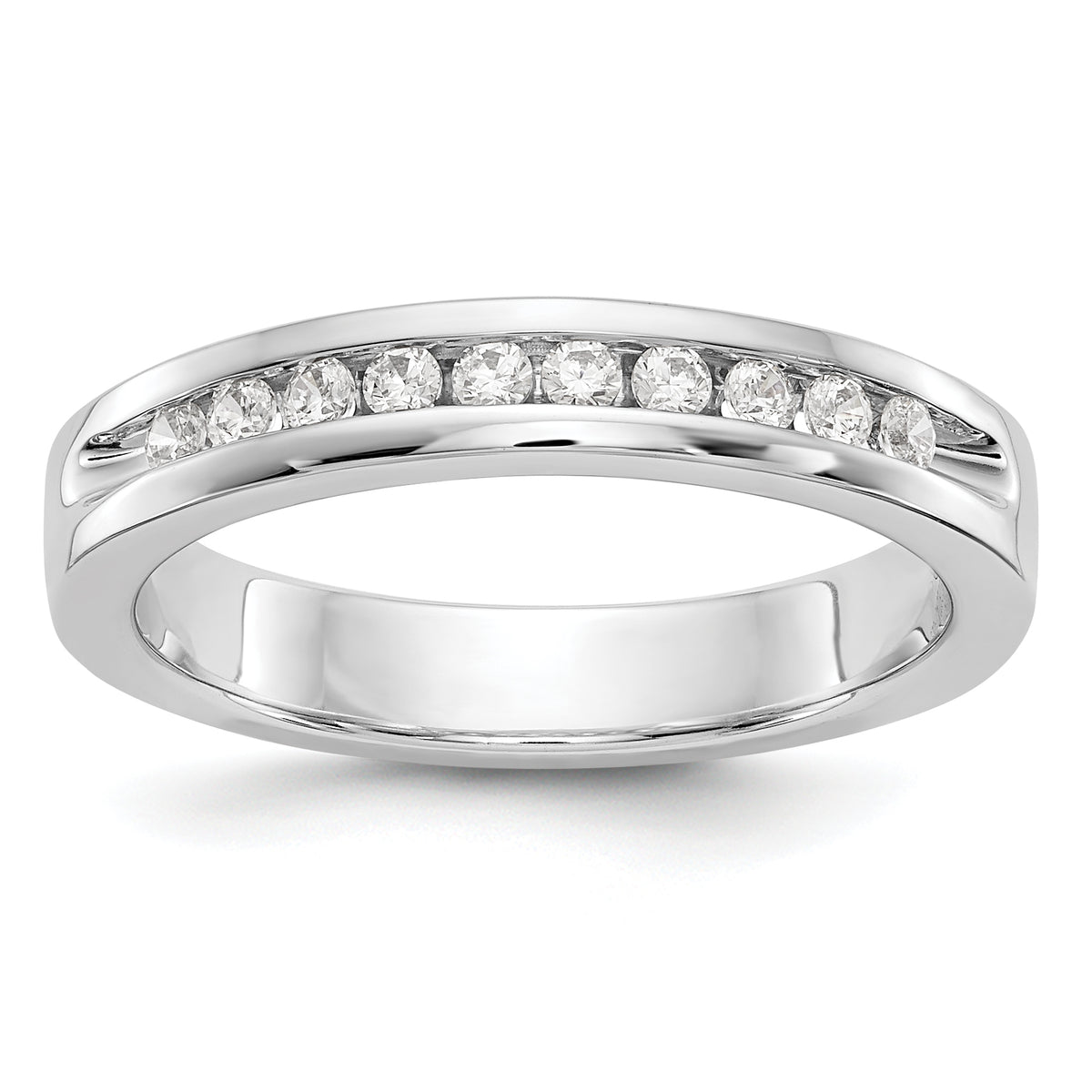 14K White Gold 10-Stone 1/5 carat Round Diamond Complete Channel Band