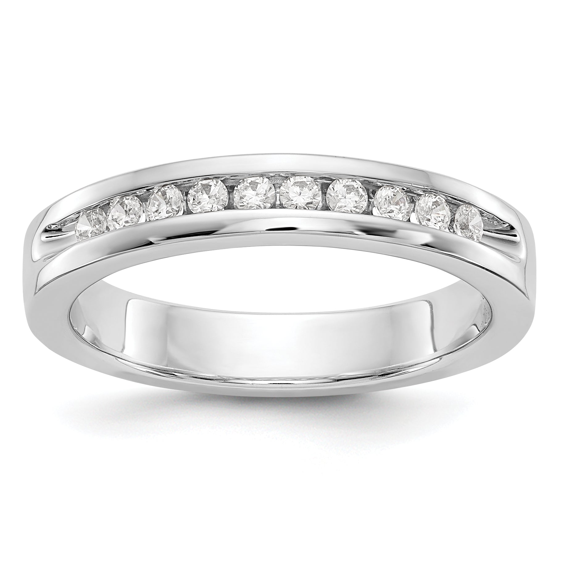 14K White Gold 10-Stone 1/5 carat Round Diamond Complete Channel Band Main image