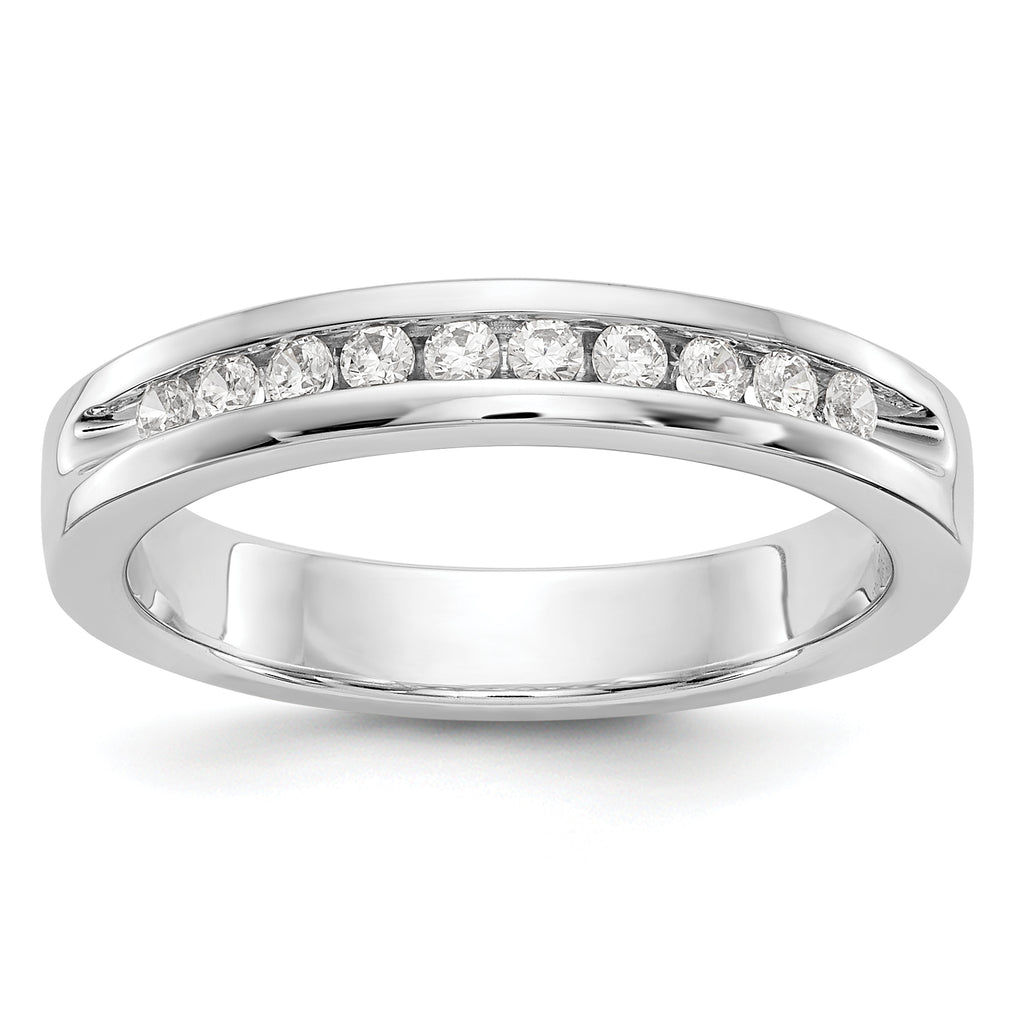 14K White Gold 10-Stone 1/5 carat Round Diamond Complete Channel Band
