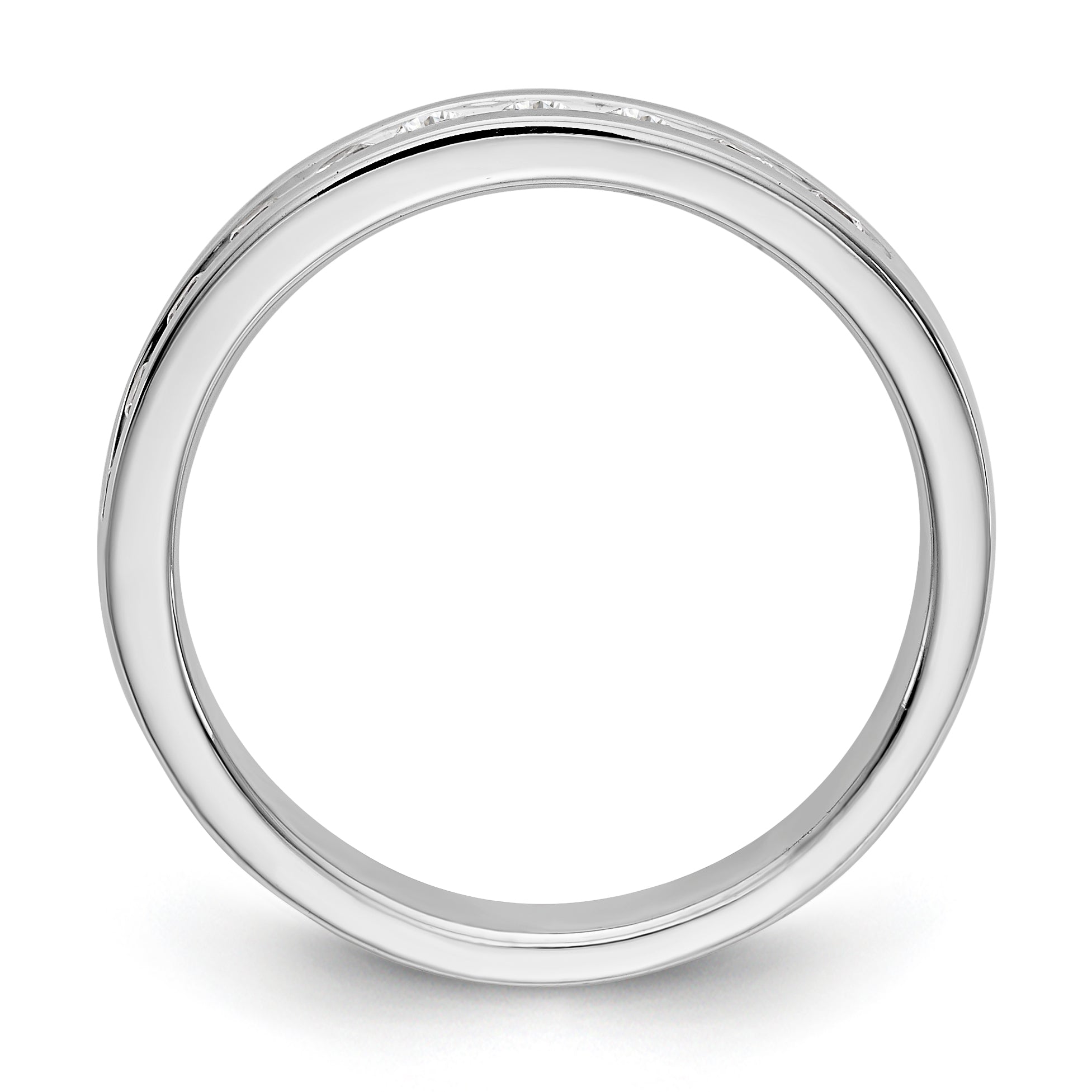 14K White Gold 10-Stone 1/3 carat Round Diamond Complete Channel Band - 6