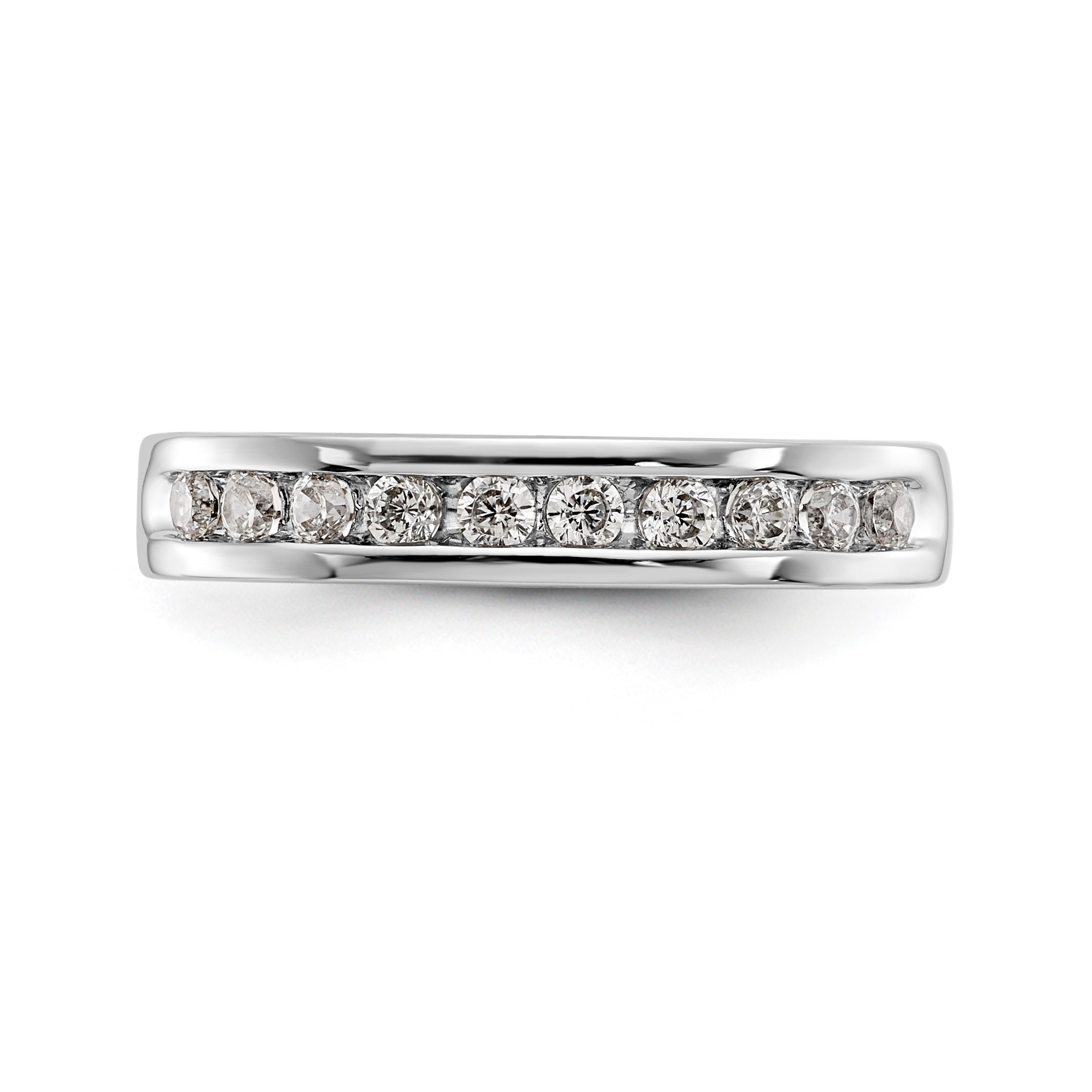 14K White Gold 10-Stone 1/3 carat Round Diamond Complete Channel Band