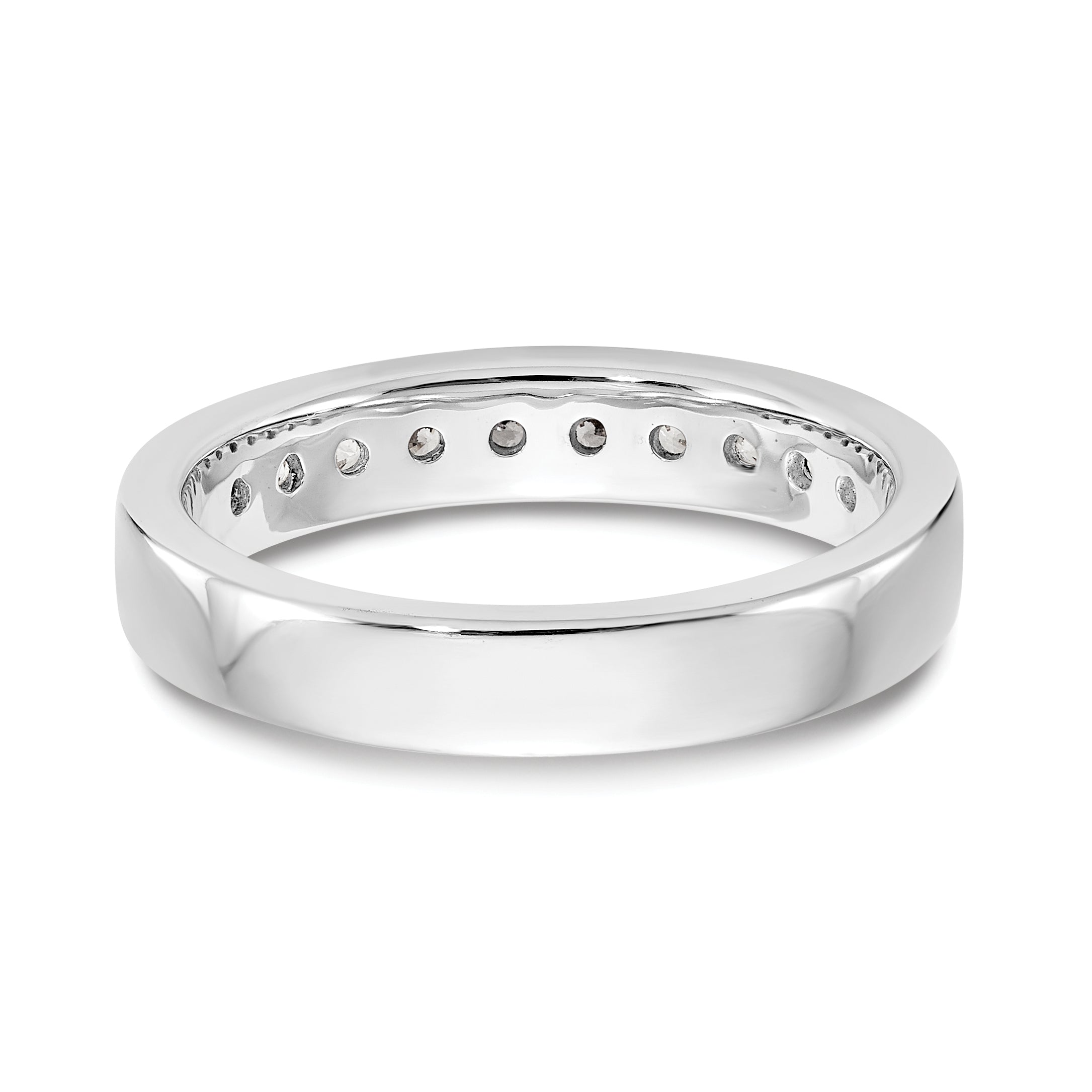 14K White Gold 10-Stone 1/3 carat Round Diamond Complete Channel Band