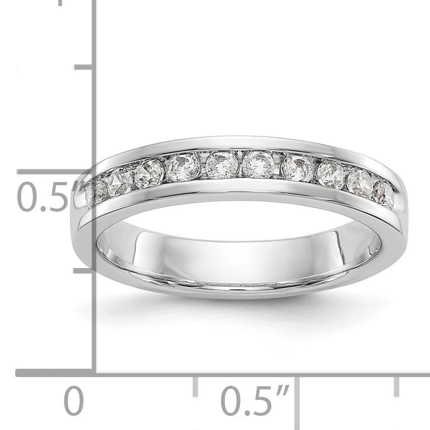 14K White Gold 10-Stone 1/3 carat Round Diamond Complete Channel Band