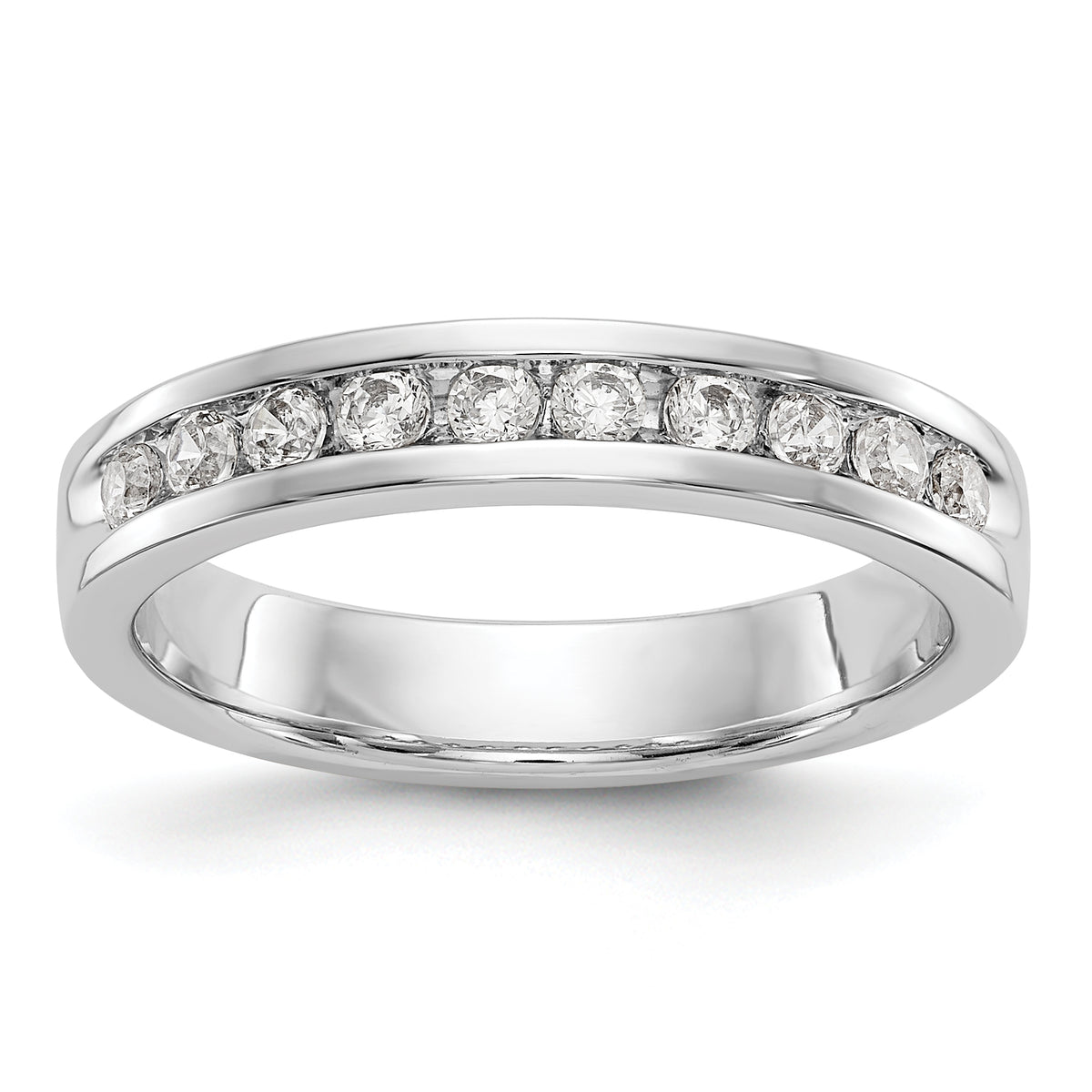 14K White Gold 10-Stone 1/3 carat Round Diamond Complete Channel Band - 6