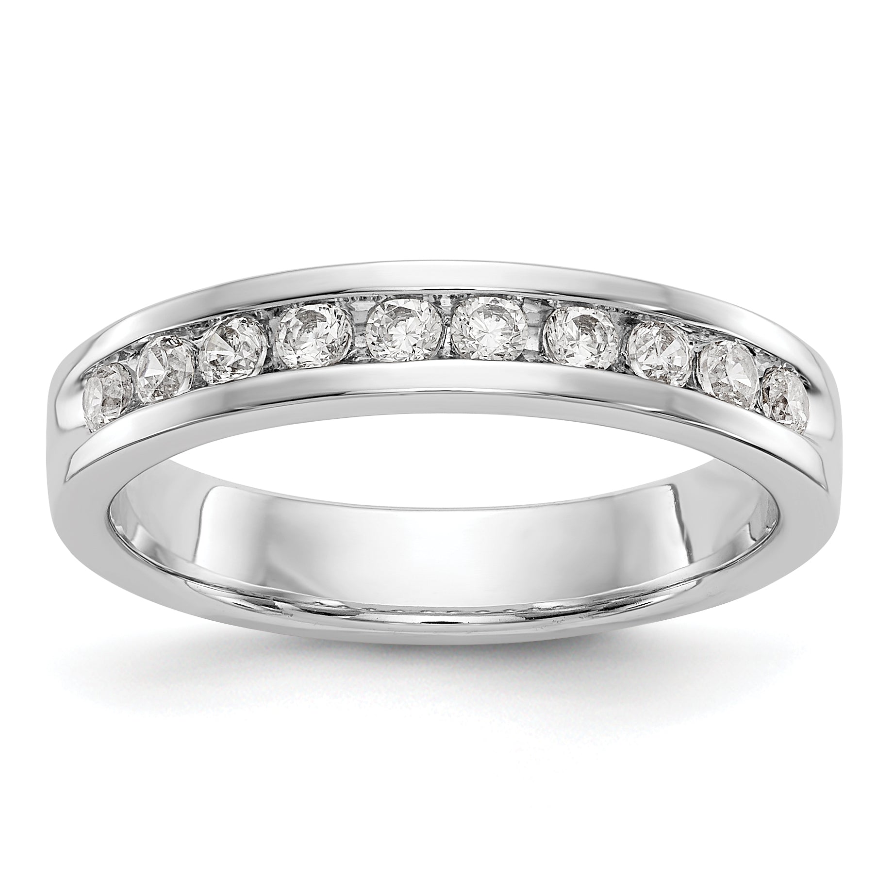 14K White Gold 10-Stone 1/3 carat Round Diamond Complete Channel Band Main image