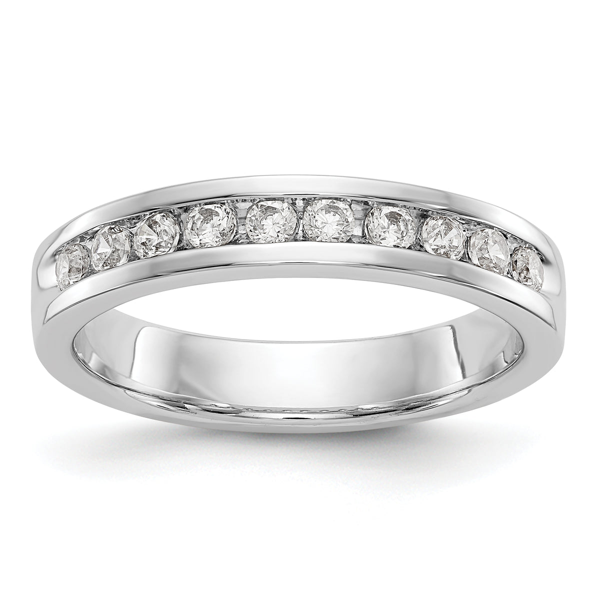 14K White Gold 10-Stone 1/3 carat Round Diamond Complete Channel Band