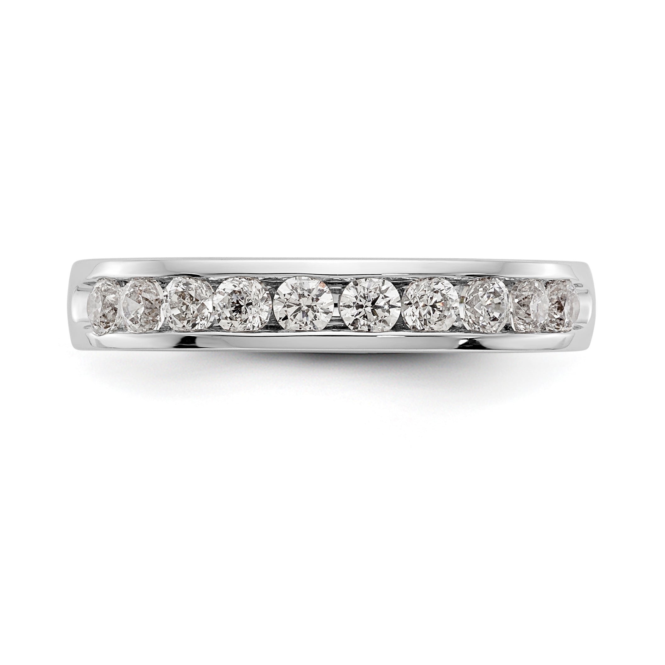 14K White Gold 10-Stone 1/2 carat Round Diamond Complete Channel Band