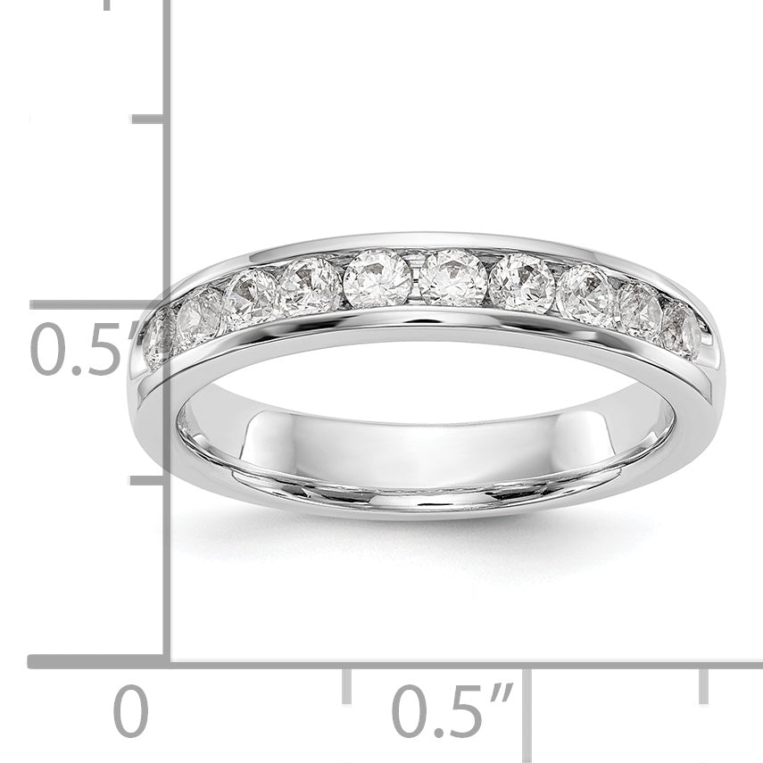 14K White Gold 10-Stone 1/2 carat Round Diamond Complete Channel Band