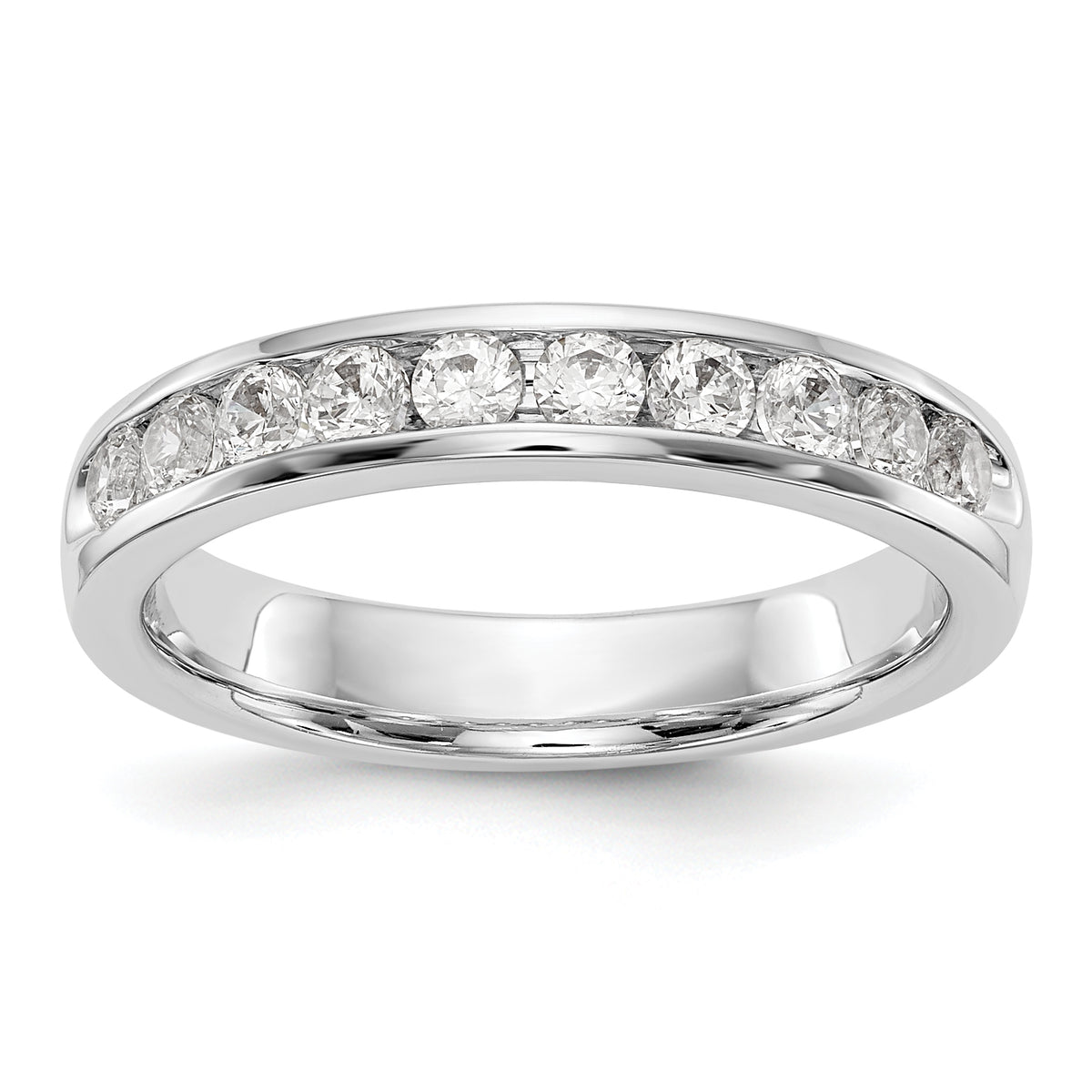 14K White Gold 10-Stone 1/2 carat Round Diamond Complete Channel Band