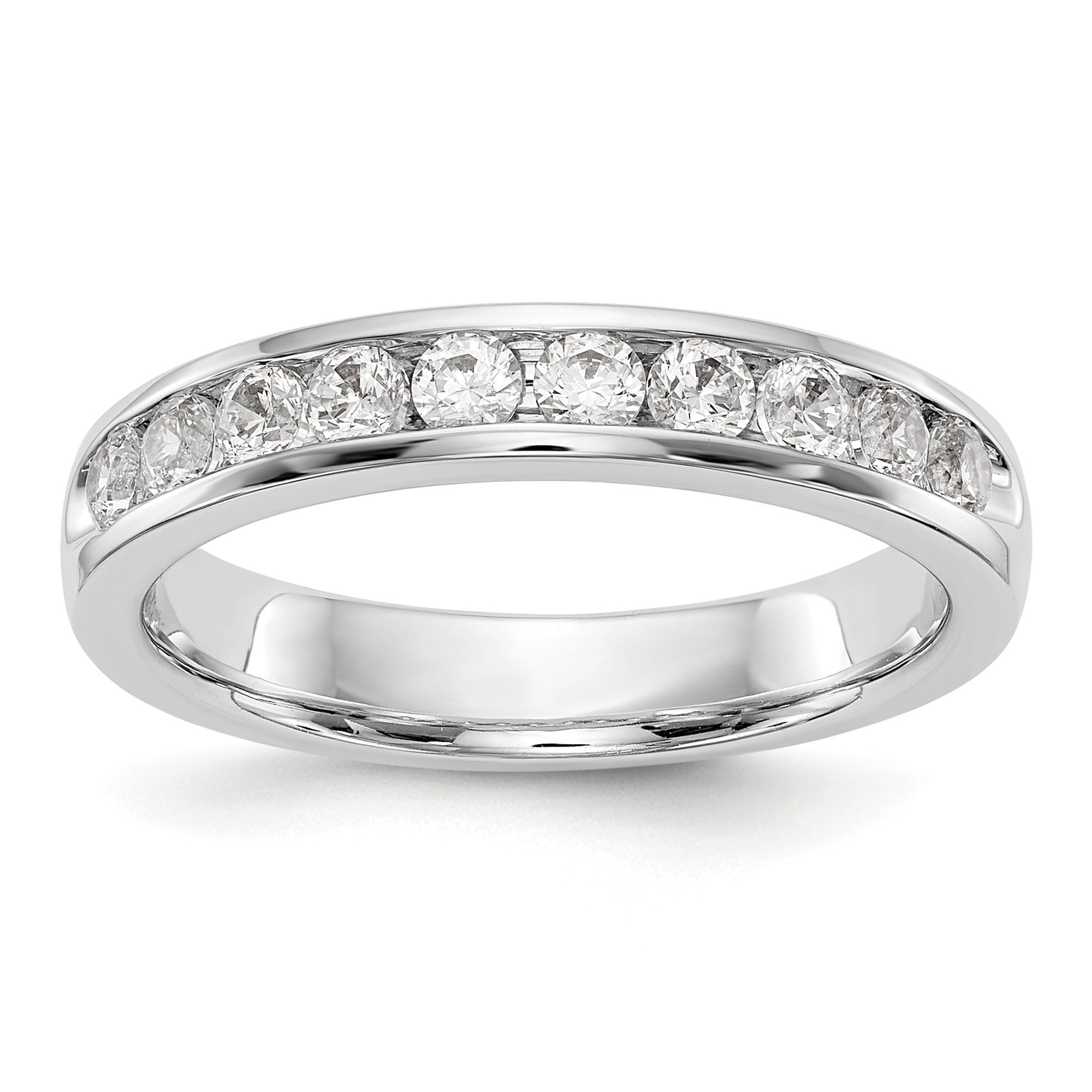 14K White Gold 10-Stone 1/2 carat Round Diamond Complete Channel Band Main image