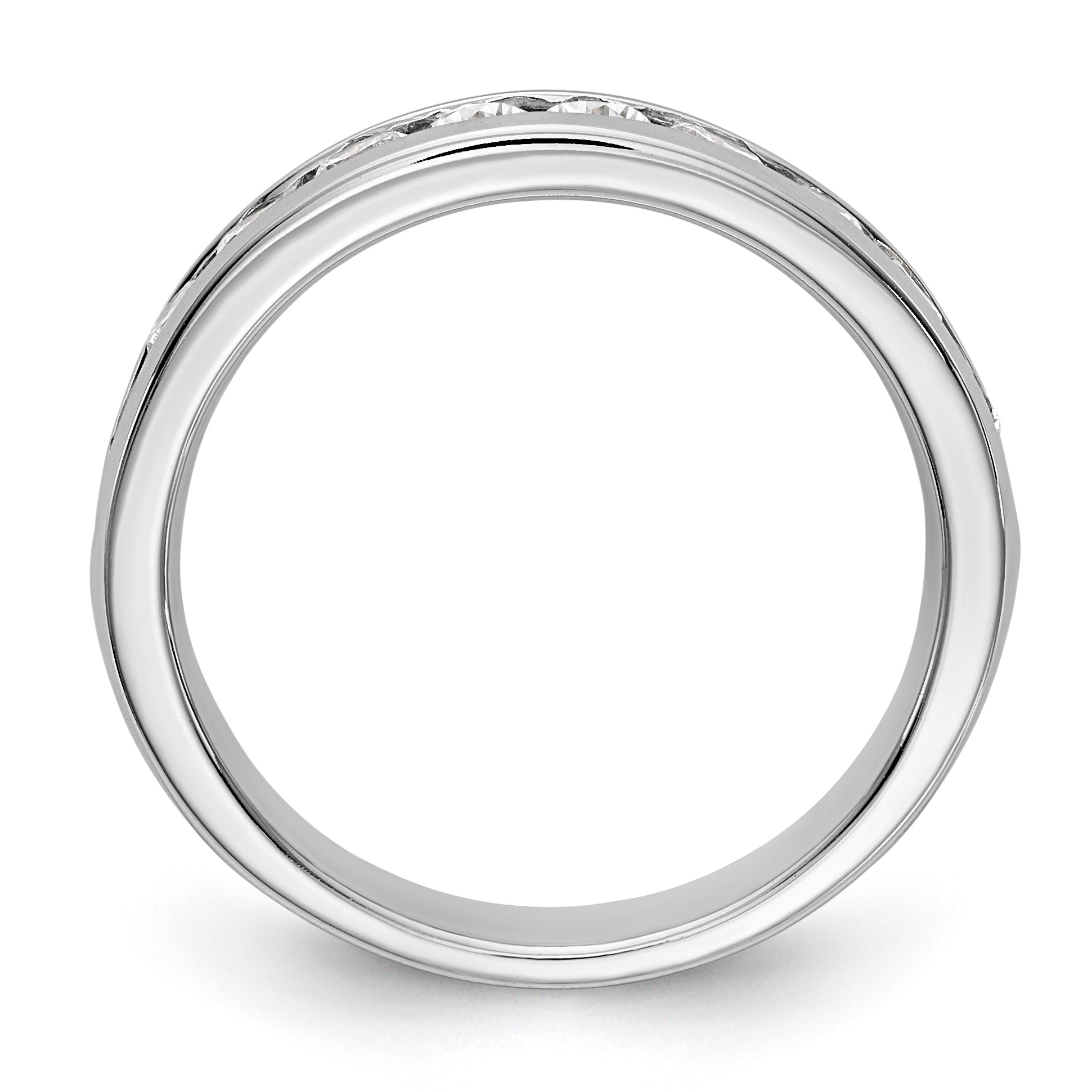 14K White Gold 10-Stone 3/4 carat Round Diamond Complete Channel Band - 6