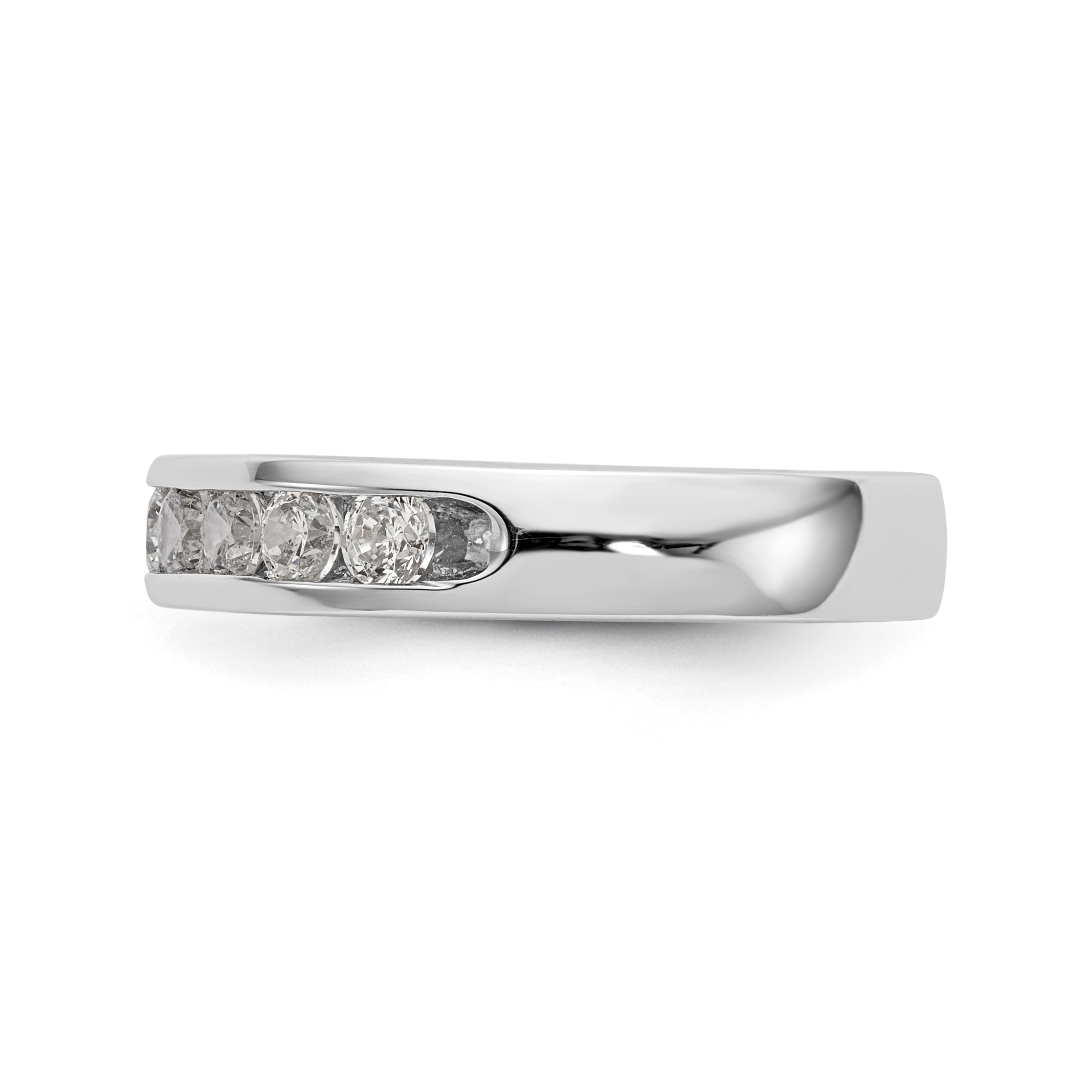 14K White Gold 10-Stone 3/4 carat Round Diamond Complete Channel Band