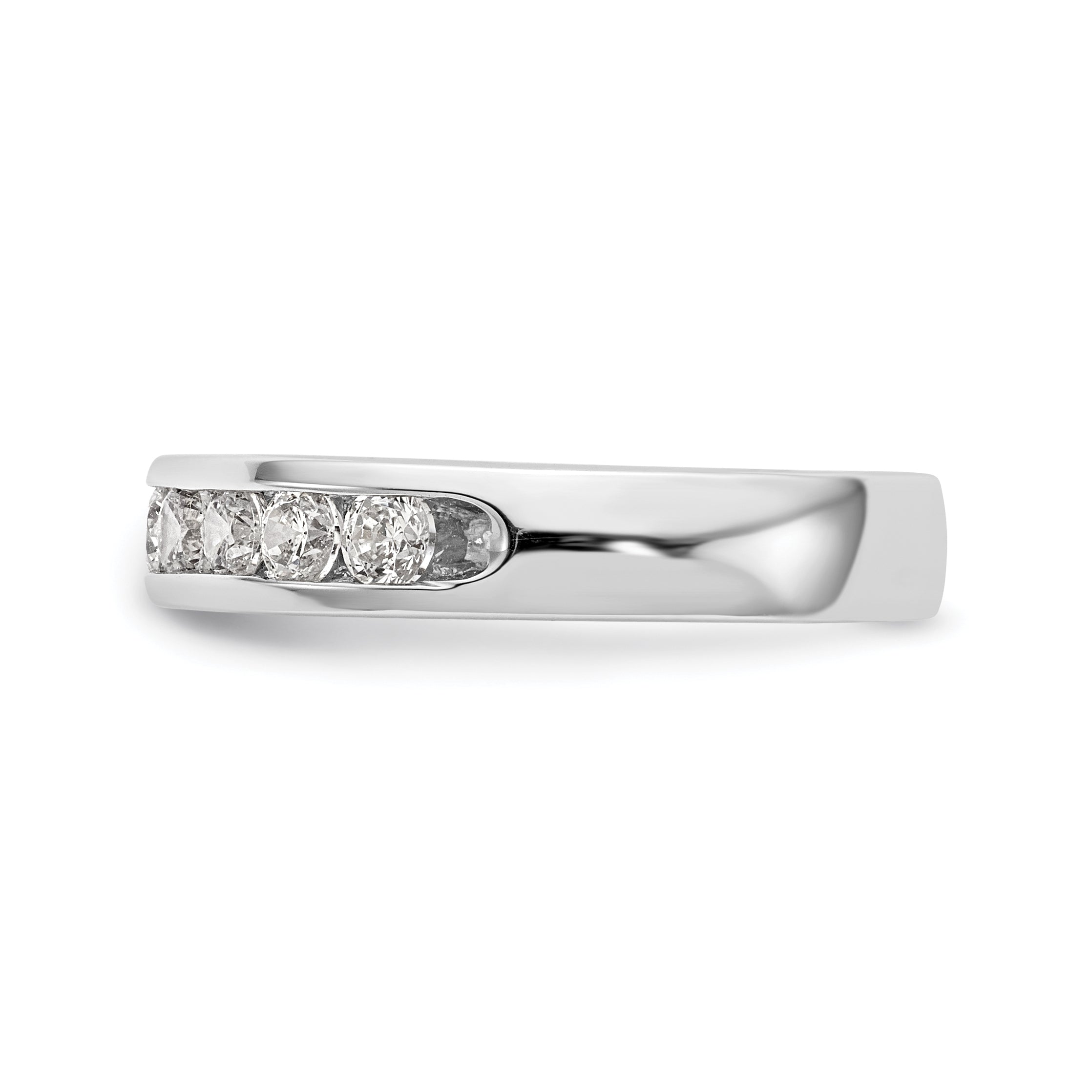 14K White Gold 10-Stone 3/4 carat Round Diamond Complete Channel Band