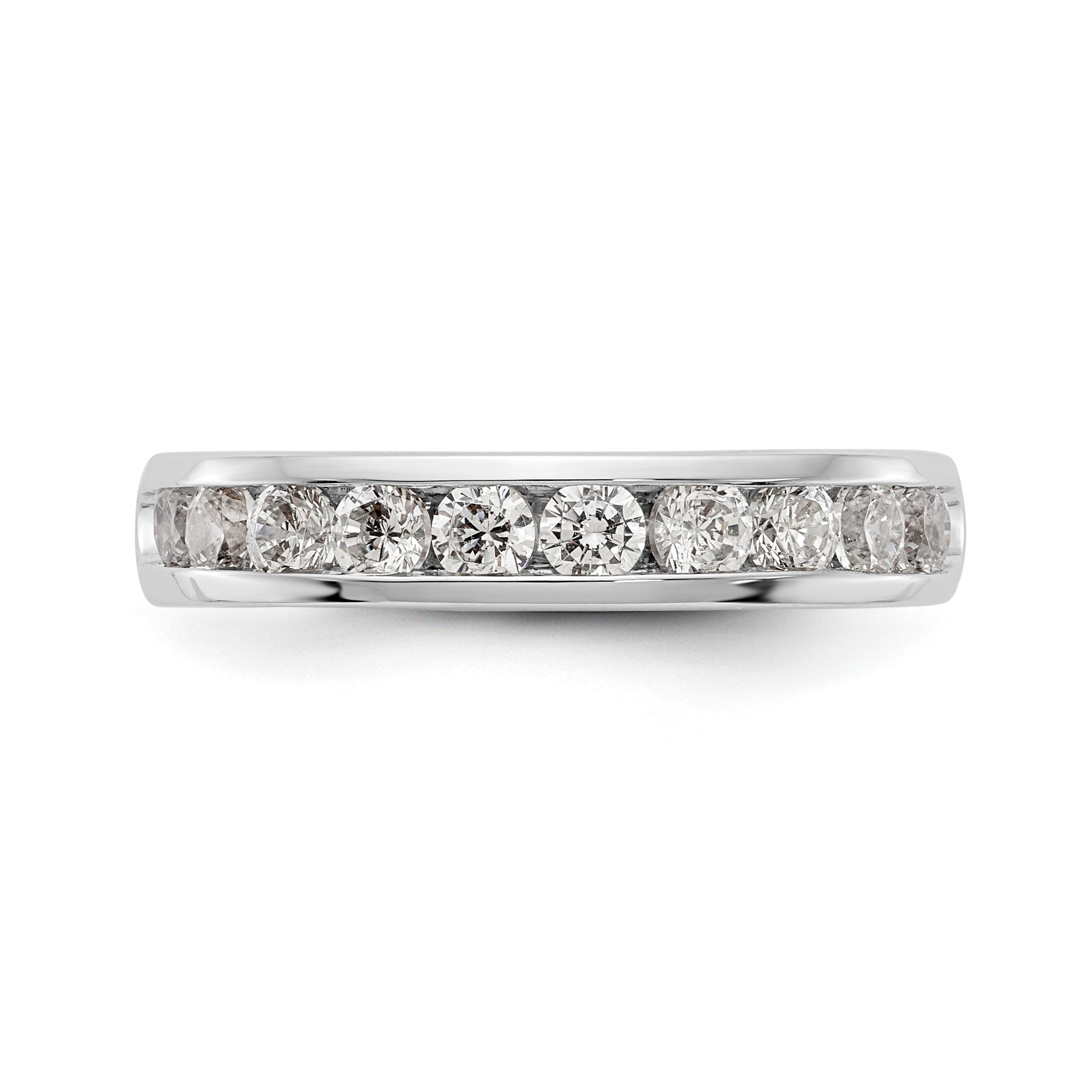 14K White Gold 10-Stone 3/4 carat Round Diamond Complete Channel Band - 6