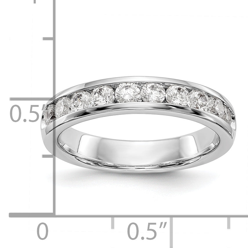 14K White Gold 10-Stone 3/4 carat Round Diamond Complete Channel Band