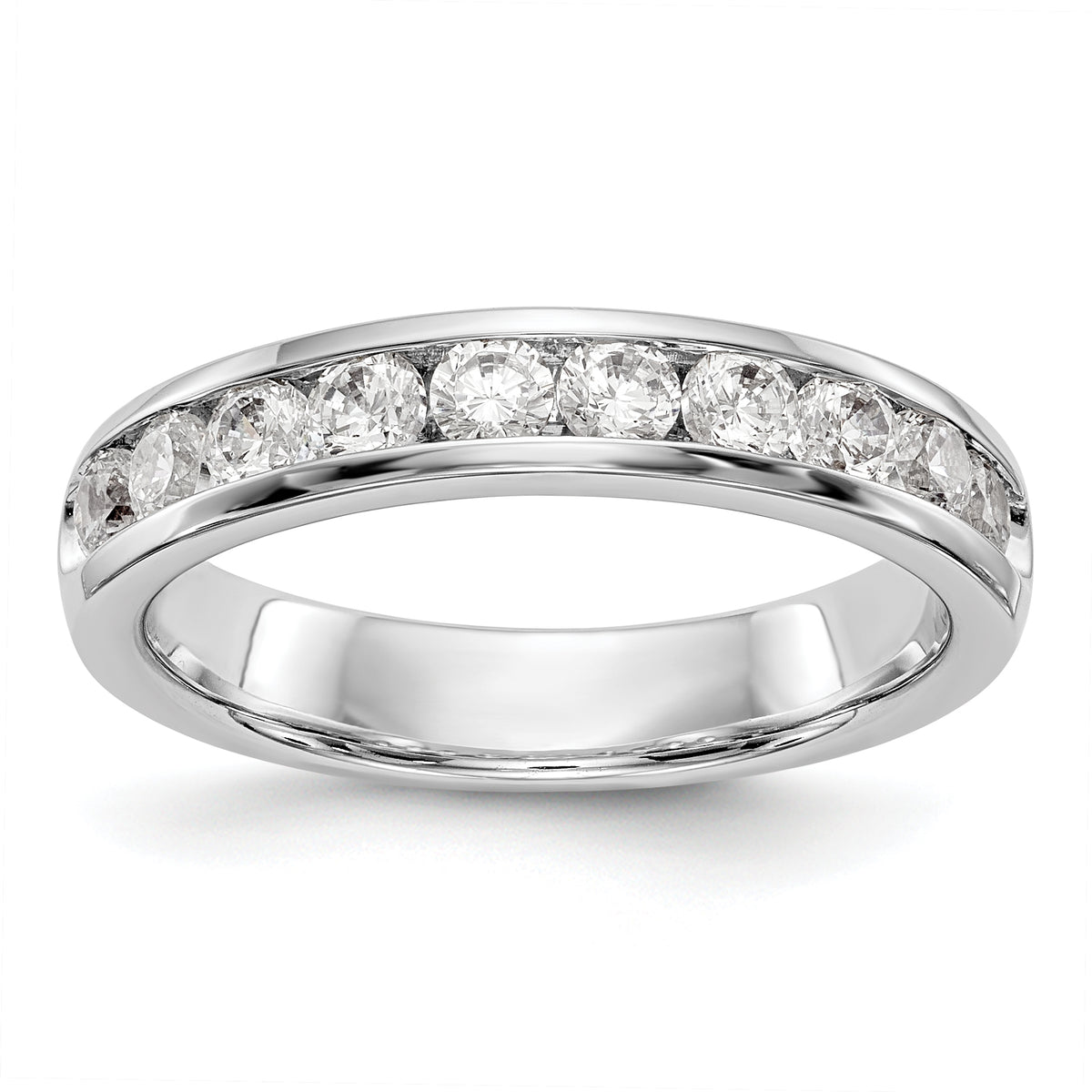 14K White Gold 10-Stone 3/4 carat Round Diamond Complete Channel Band - 6