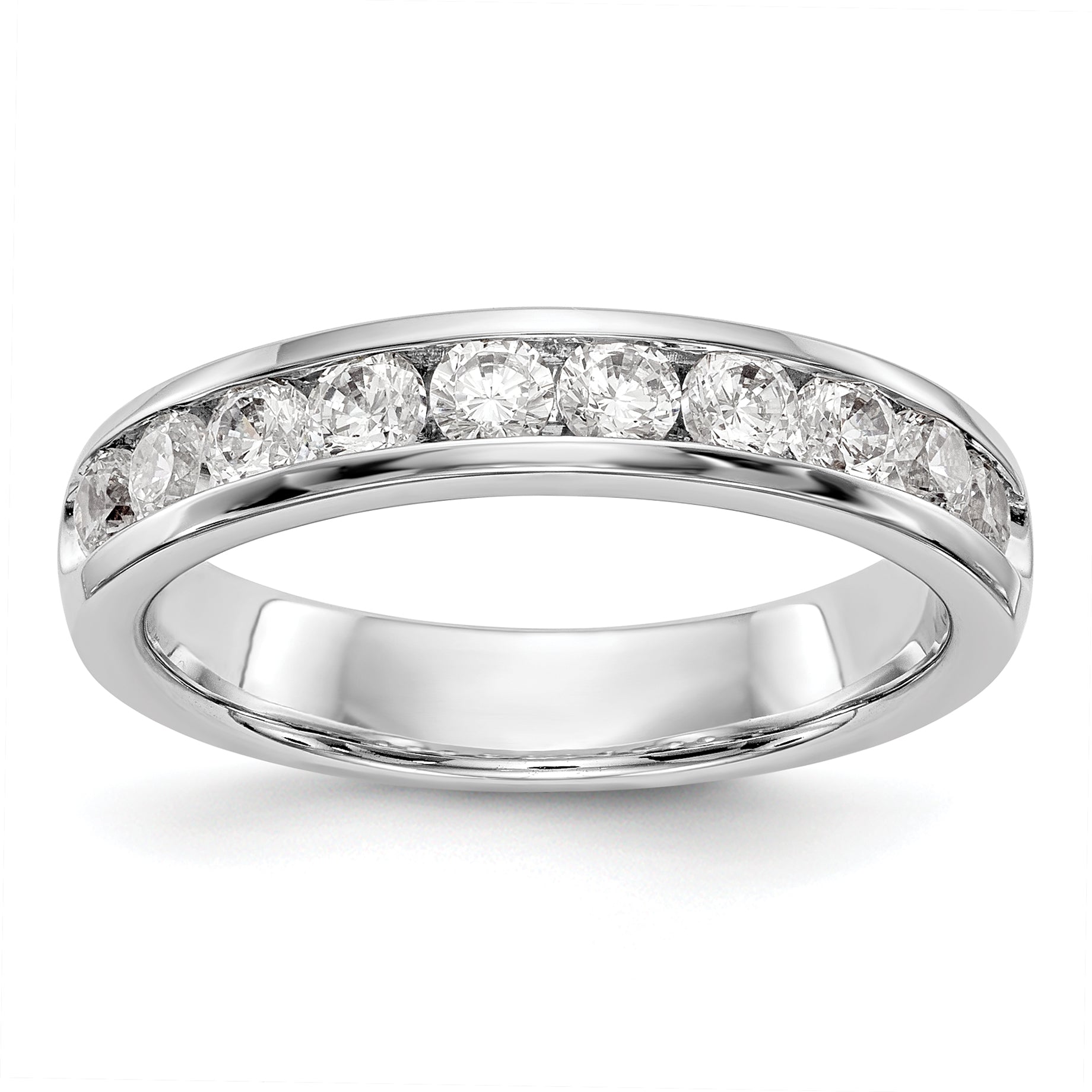 14K White Gold 10-Stone 3/4 carat Round Diamond Complete Channel Band Main image