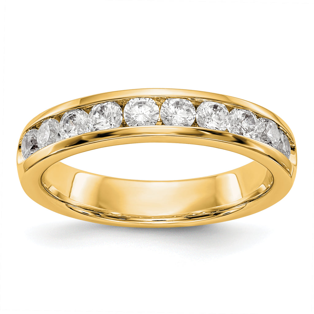 14Ky Gold 10-Stone Diamond Channel Band
